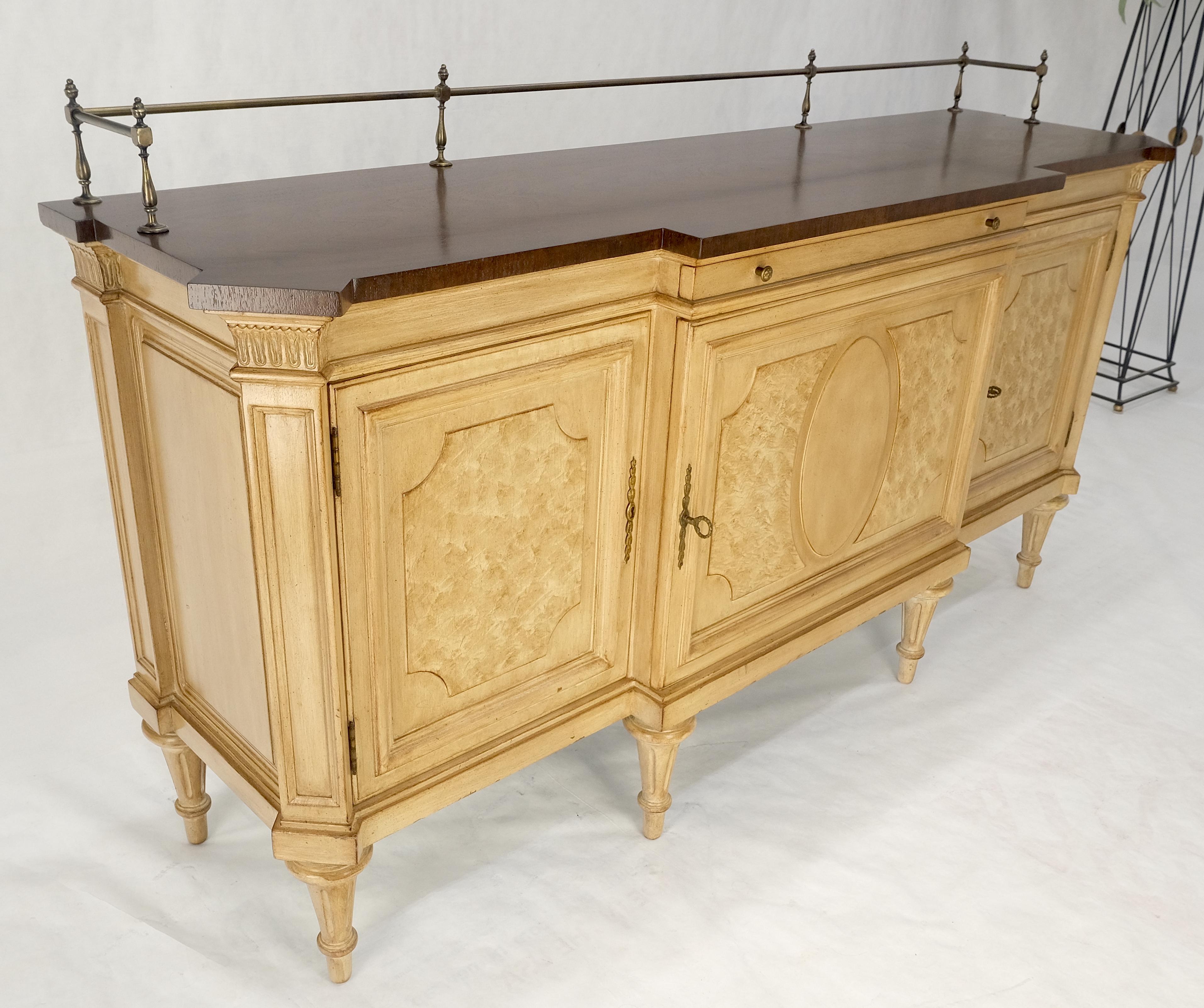 Kargers Rosewood Brass Gallery Top Fitted Drawers Sideboard Buffet Credenza MINT For Sale 4