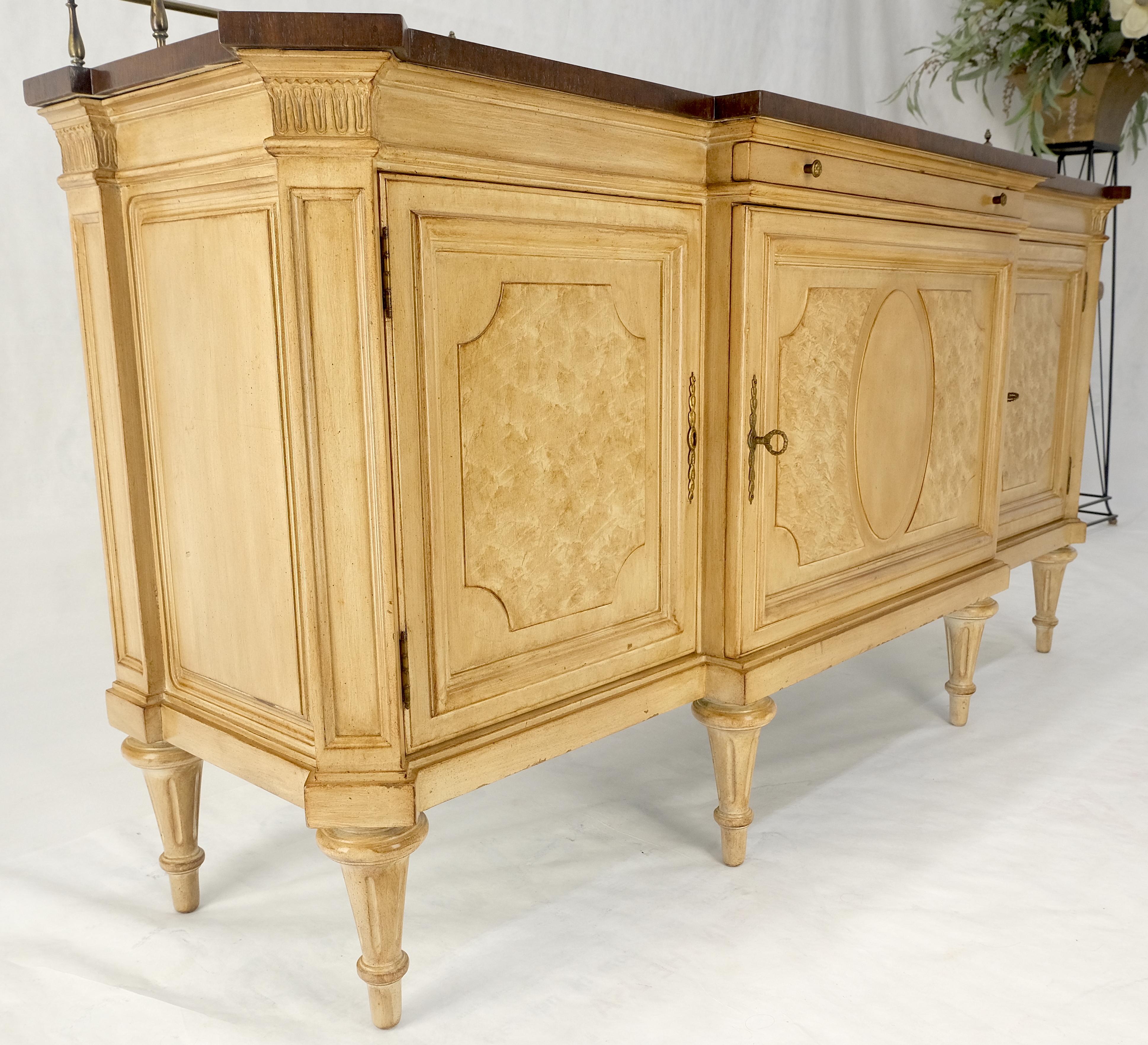 Kargers Rosewood Brass Gallery Top Fitted Drawers Sideboard Buffet Credenza MINT For Sale 6