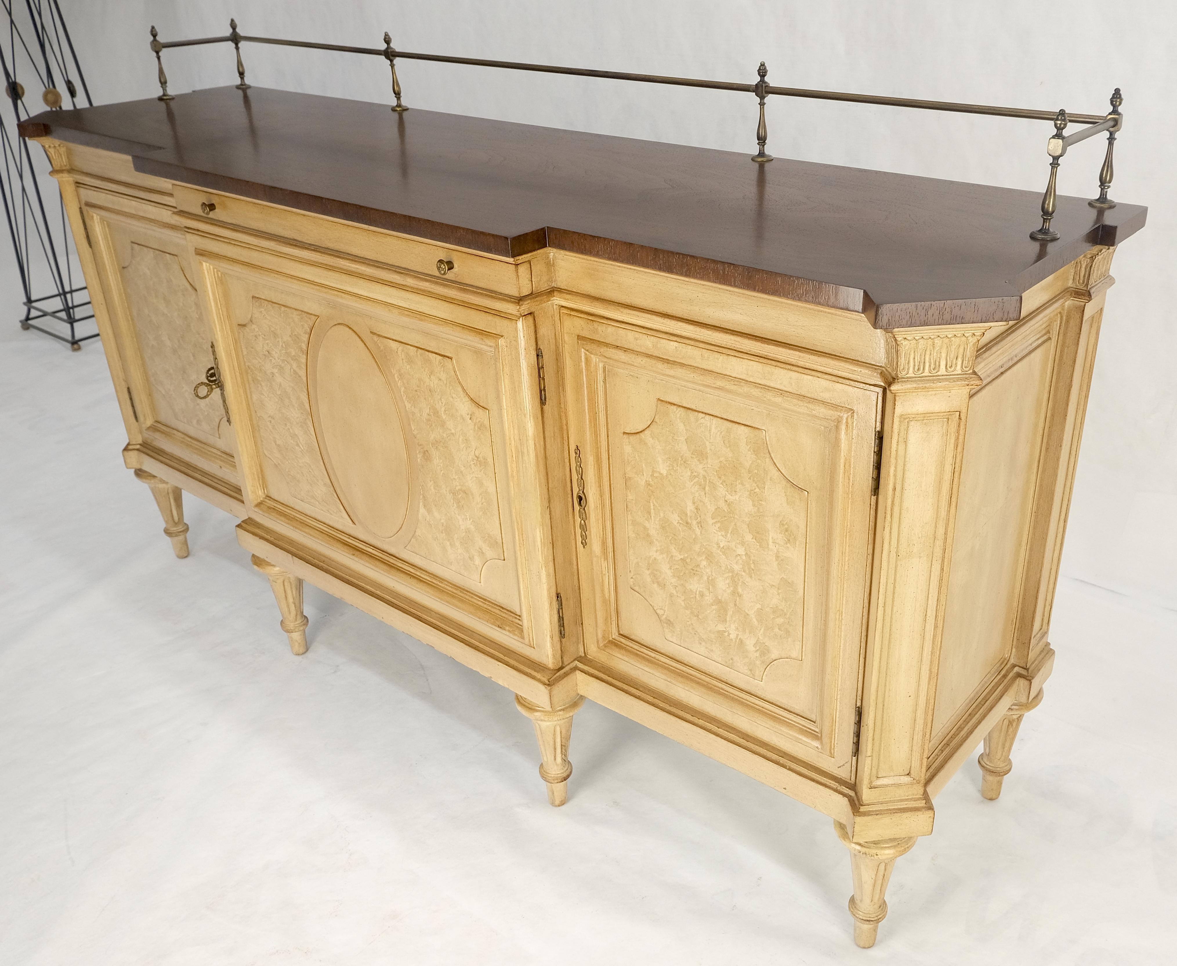 Kargers Rosewood Brass Gallery Top Fitted Drawers Sideboard Buffet Credenza MINT For Sale 9