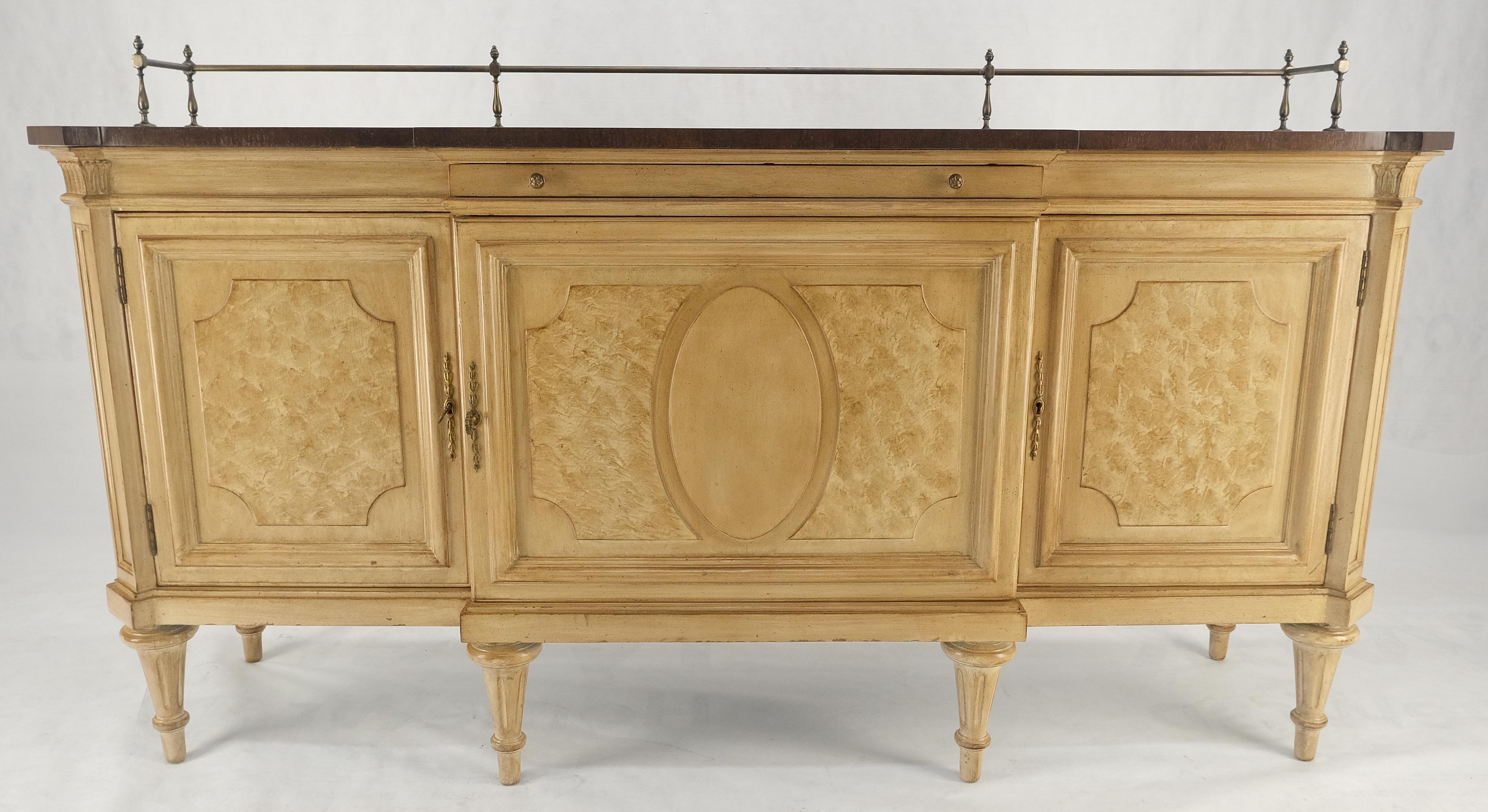 American Kargers Rosewood Brass Gallery Top Fitted Drawers Sideboard Buffet Credenza MINT For Sale