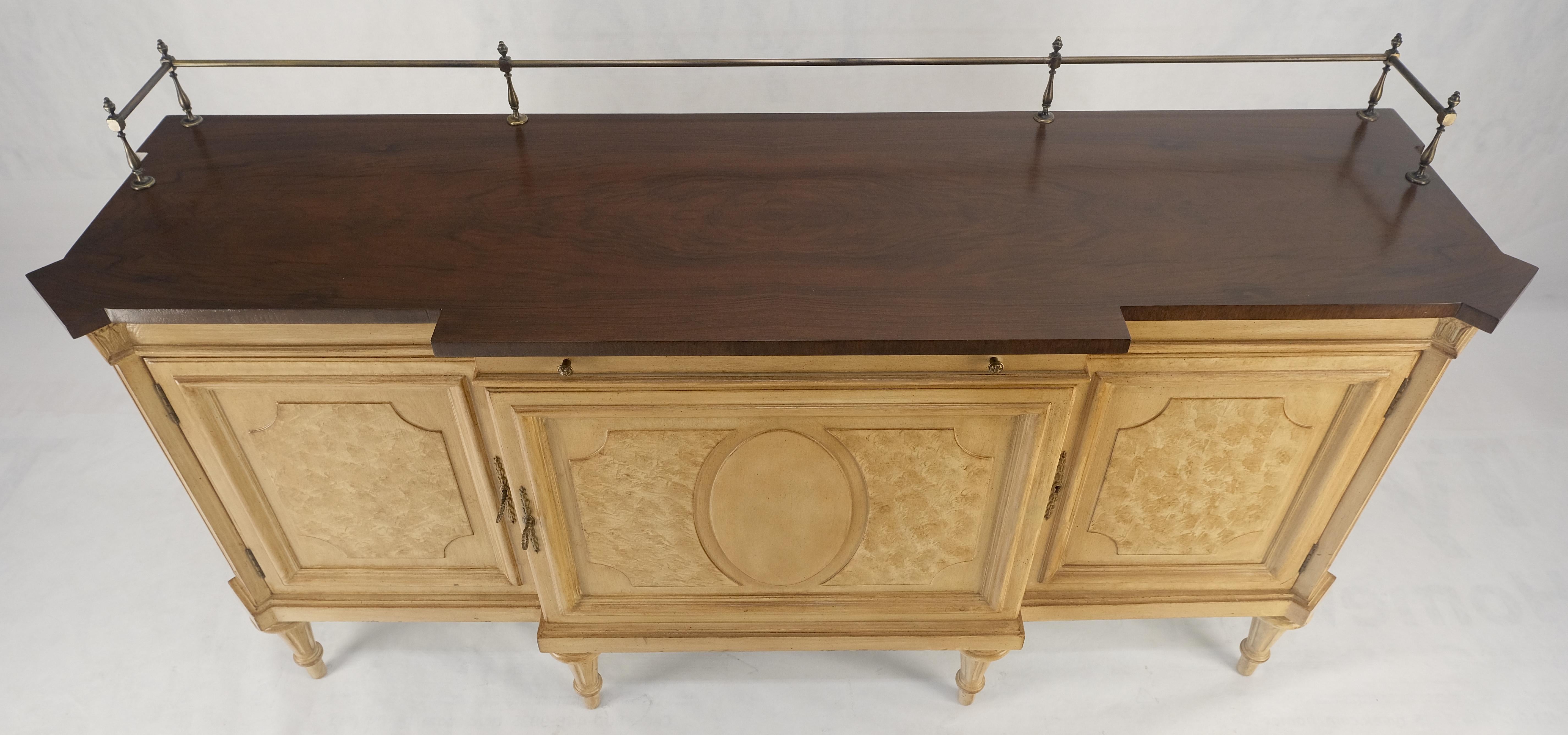 Kargers Rosewood Brass Gallery Top Fitted Drawers Sideboard Buffet Credenza MINT In Good Condition For Sale In Rockaway, NJ
