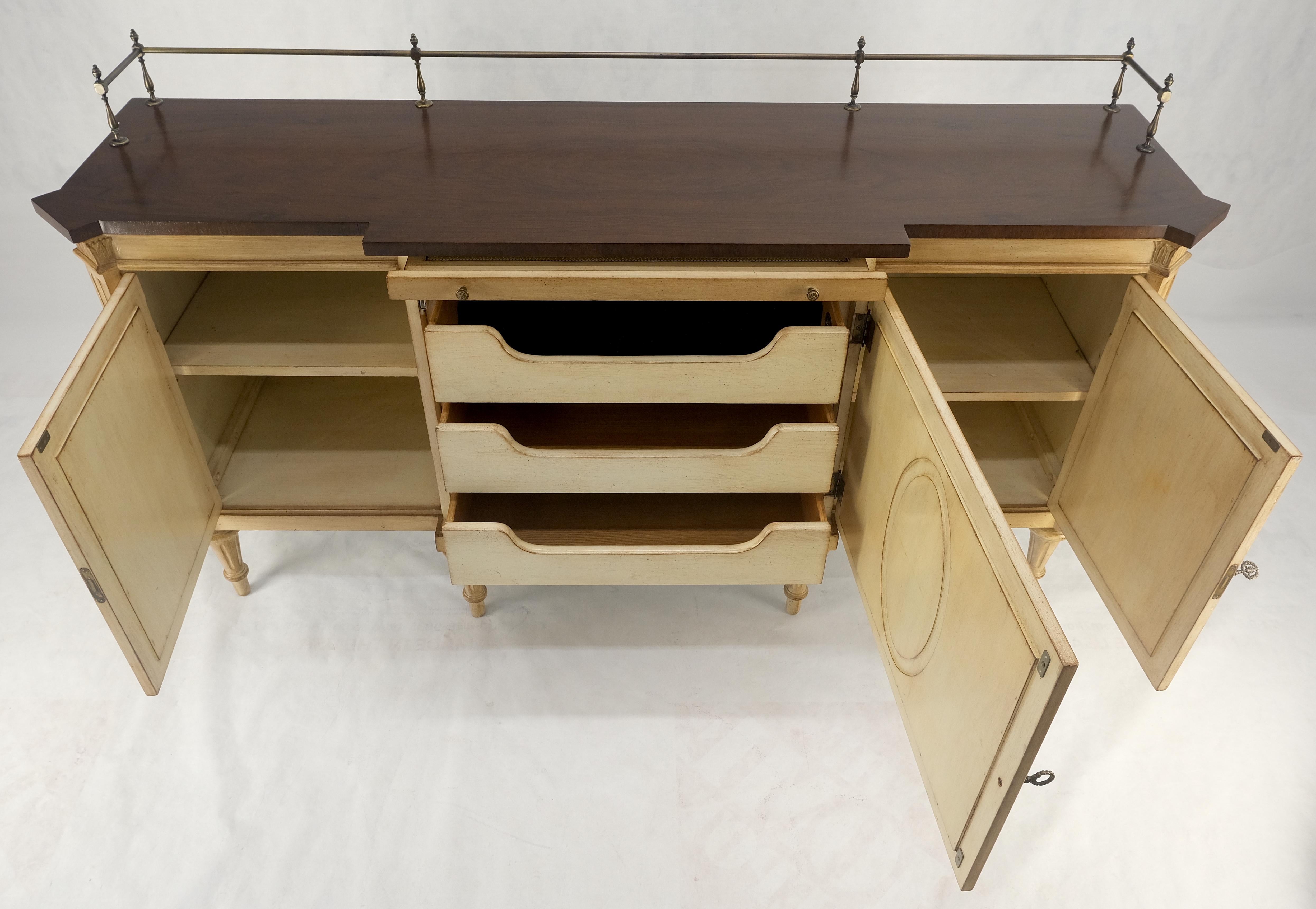 20th Century Kargers Rosewood Brass Gallery Top Fitted Drawers Sideboard Buffet Credenza MINT For Sale