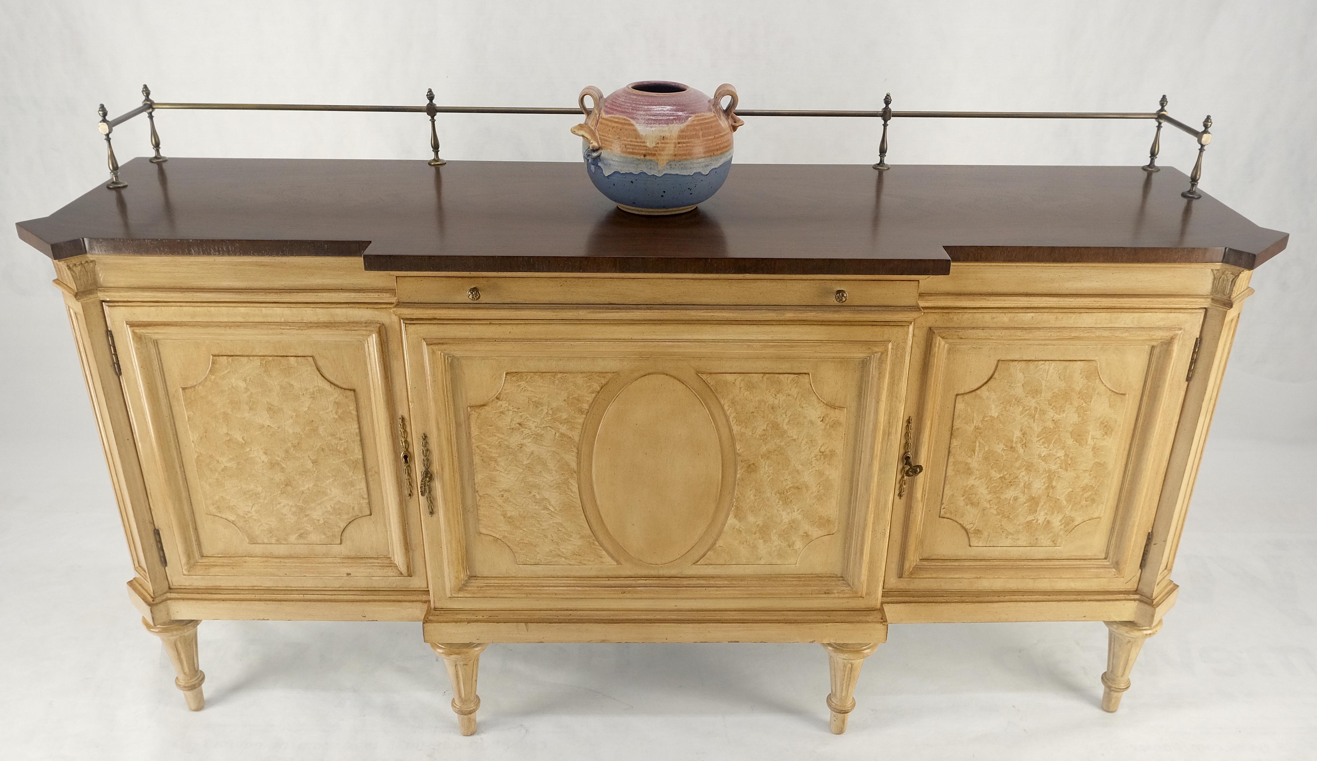 Kargers Rosewood Brass Gallery Top Fitted Drawers Sideboard Buffet Credenza MINT For Sale 2