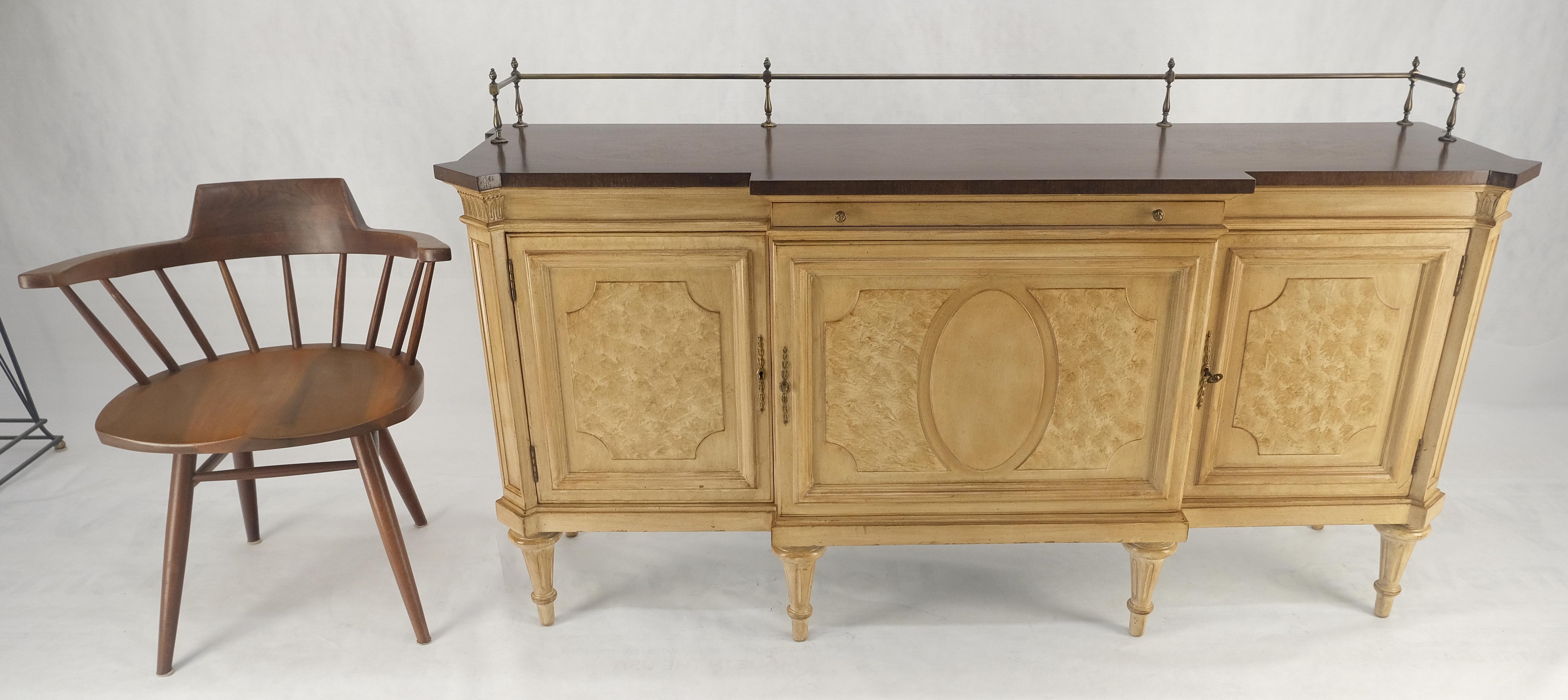 Kargers Rosewood Brass Gallery Top Fitted Drawers Sideboard Buffet Credenza MINT For Sale 3