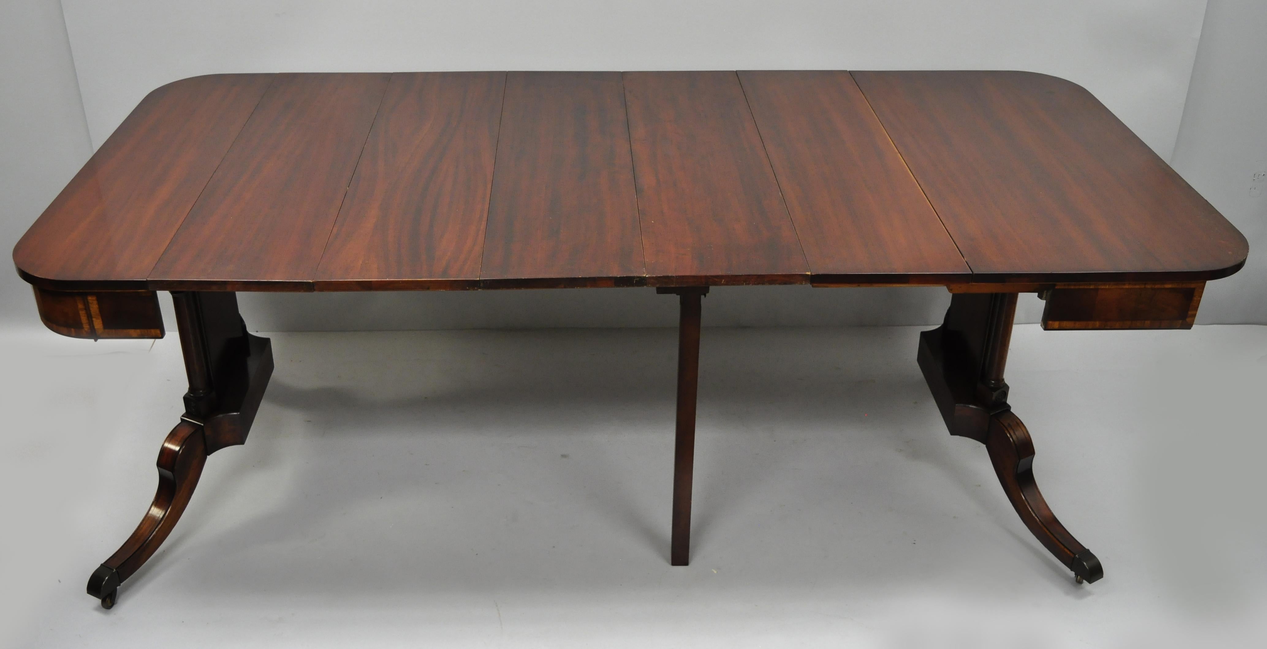 20th Century Karges Banded Mahogany Regency Style Extension Dining Table Game Table Console