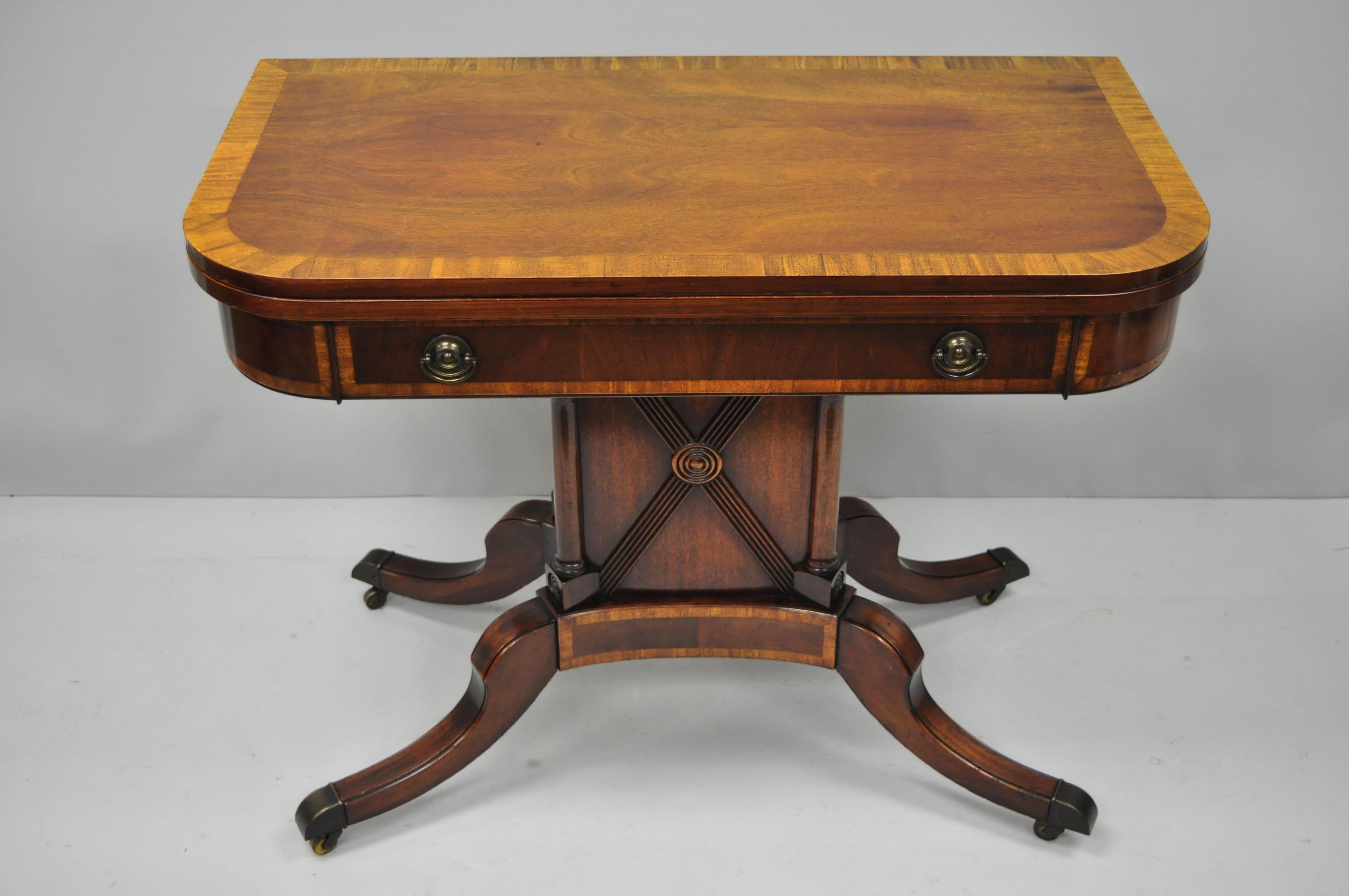 Karges Banded Mahogany Regency Style Extension Dining Table Game Table Console 1