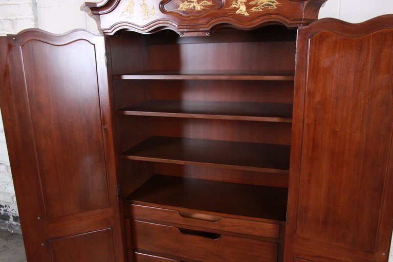 Karges Burl And Cherrywood Hollywood Regency Chinoiserie Armoire