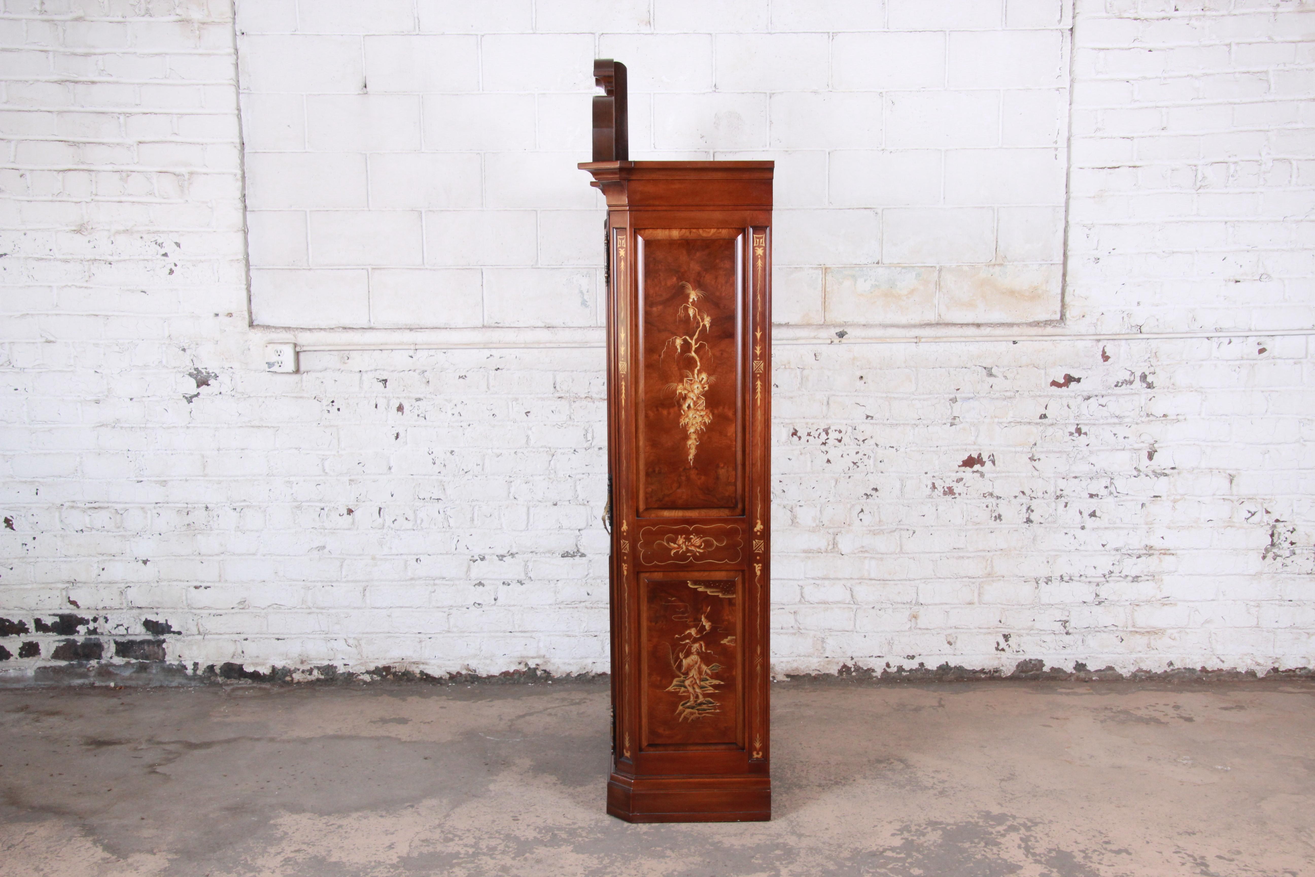 Karges Burl and Cherrywood Hollywood Regency Chinoiserie Armoire Dresser 11