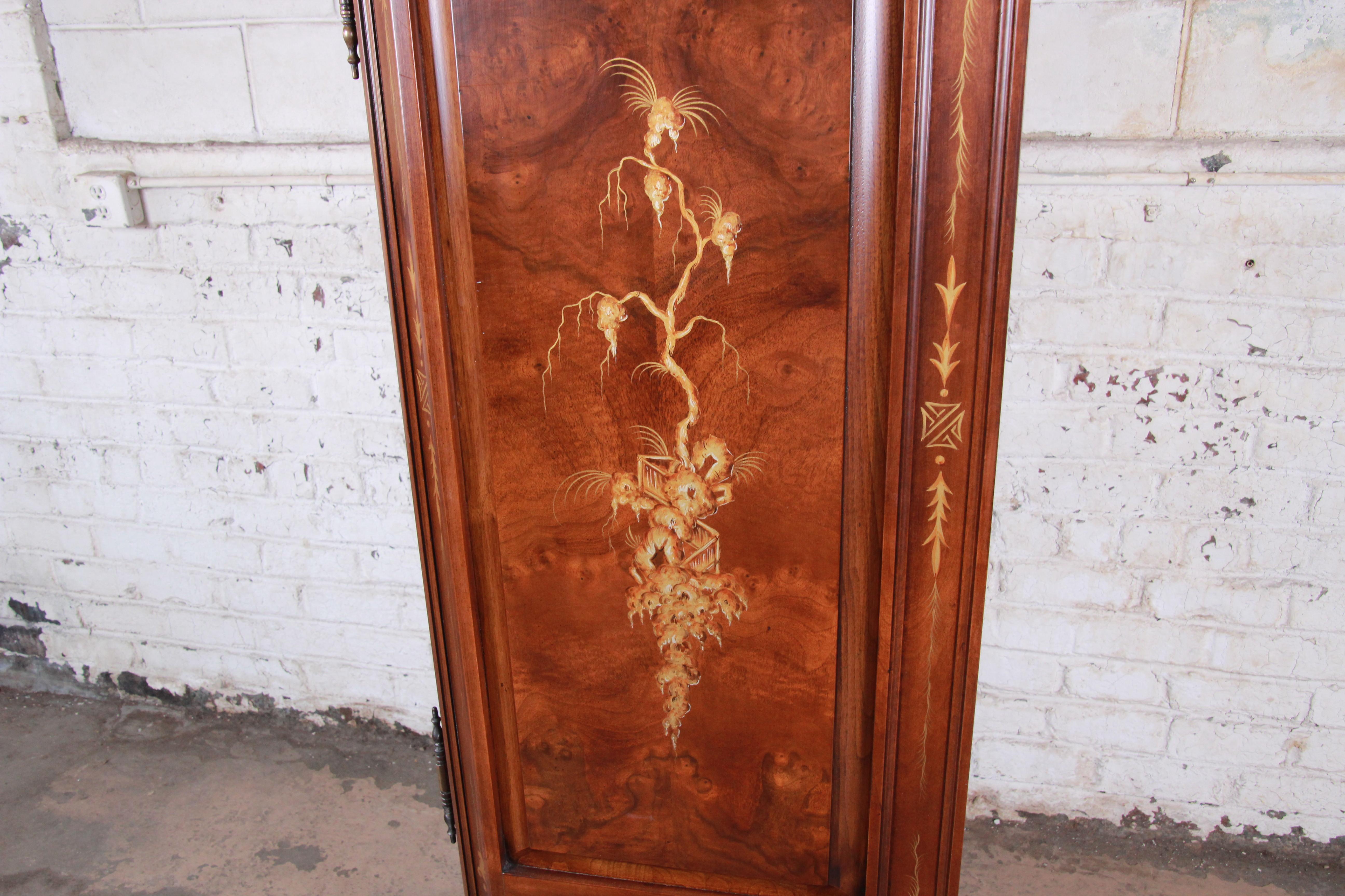 Karges Burl and Cherrywood Hollywood Regency Chinoiserie Armoire Dresser 12