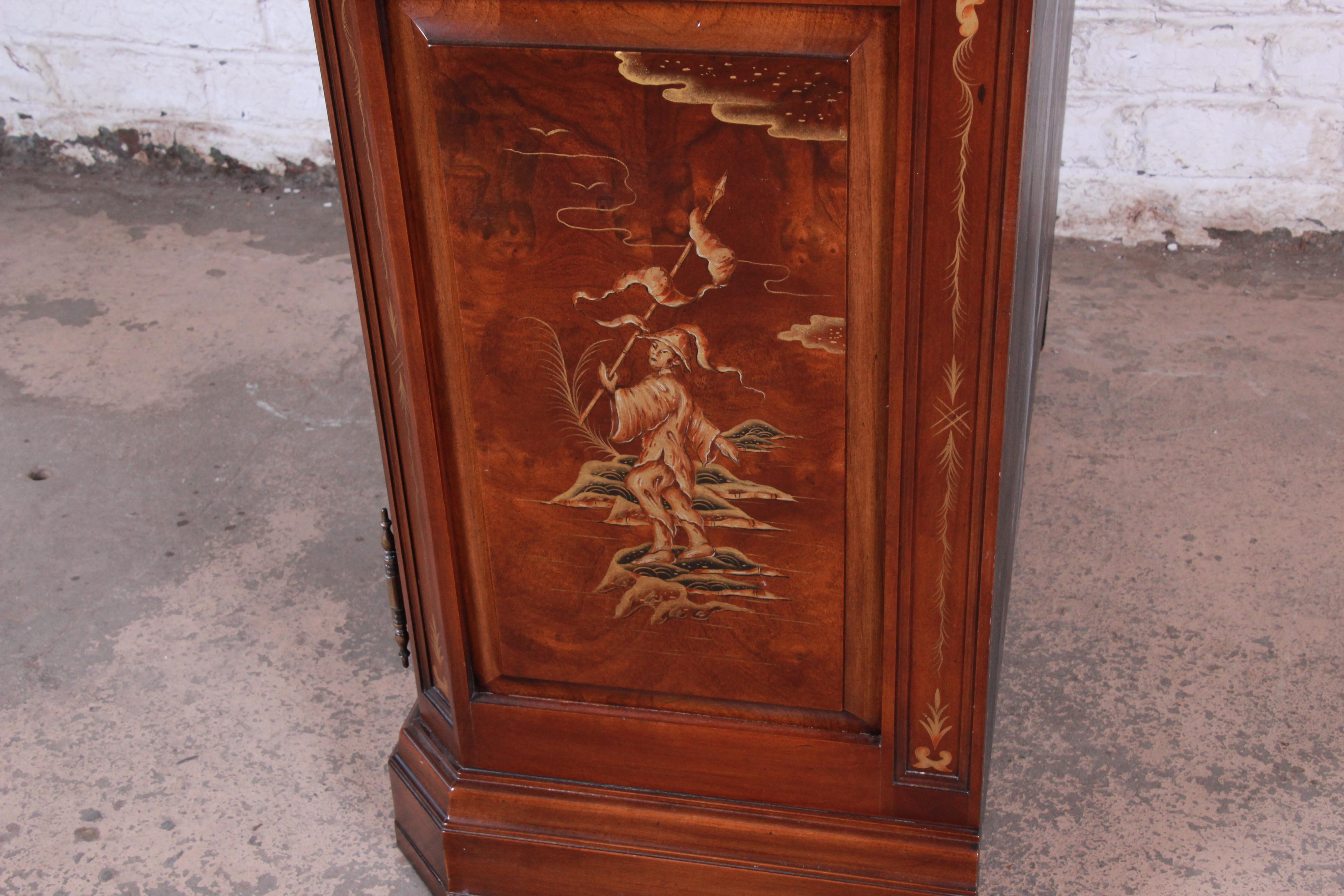 Karges Burl and Cherrywood Hollywood Regency Chinoiserie Armoire Dresser 13