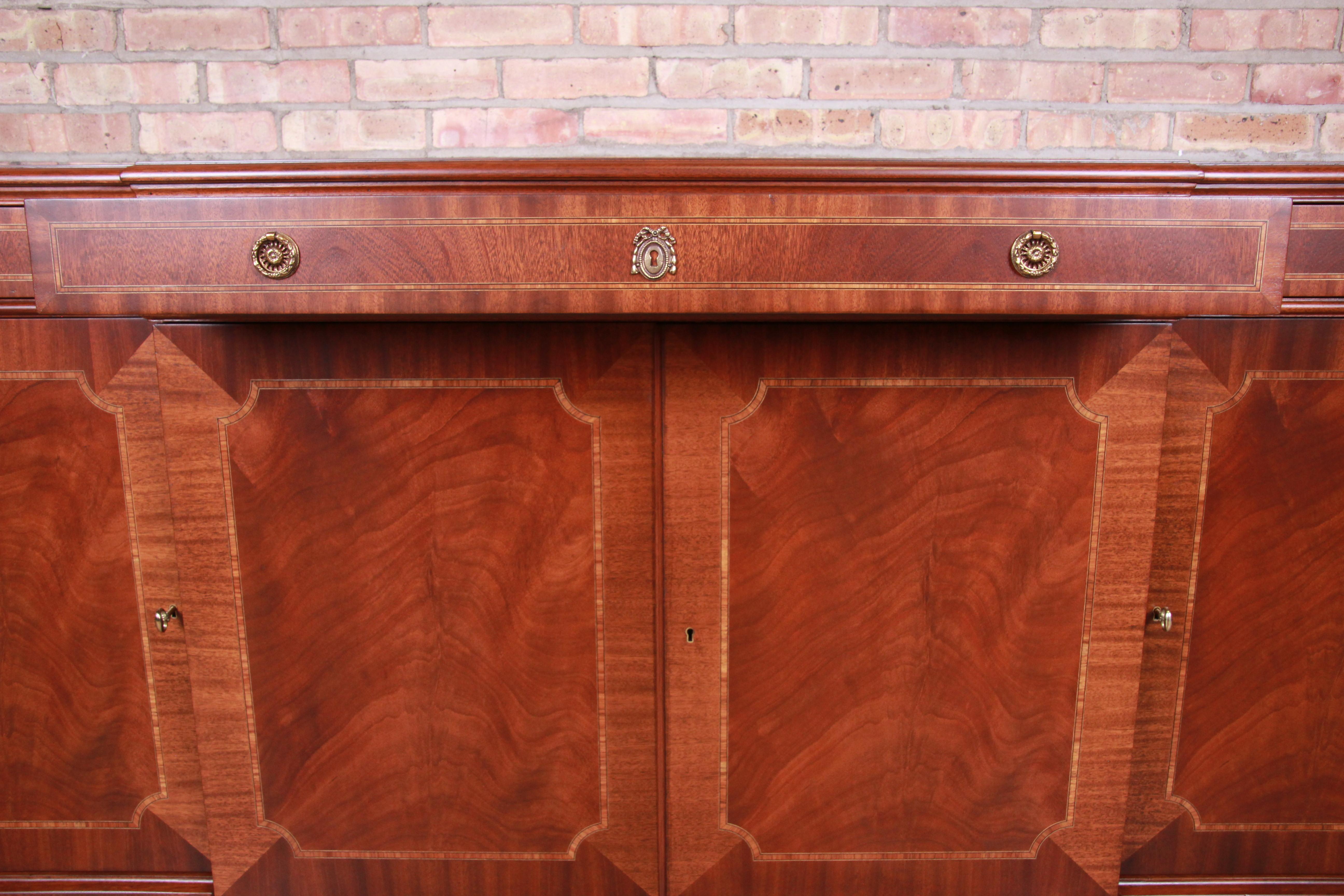 Karges Chippendale Inlaid Mahogany Sideboard Credenza or Bar Cabinet, Restored 3
