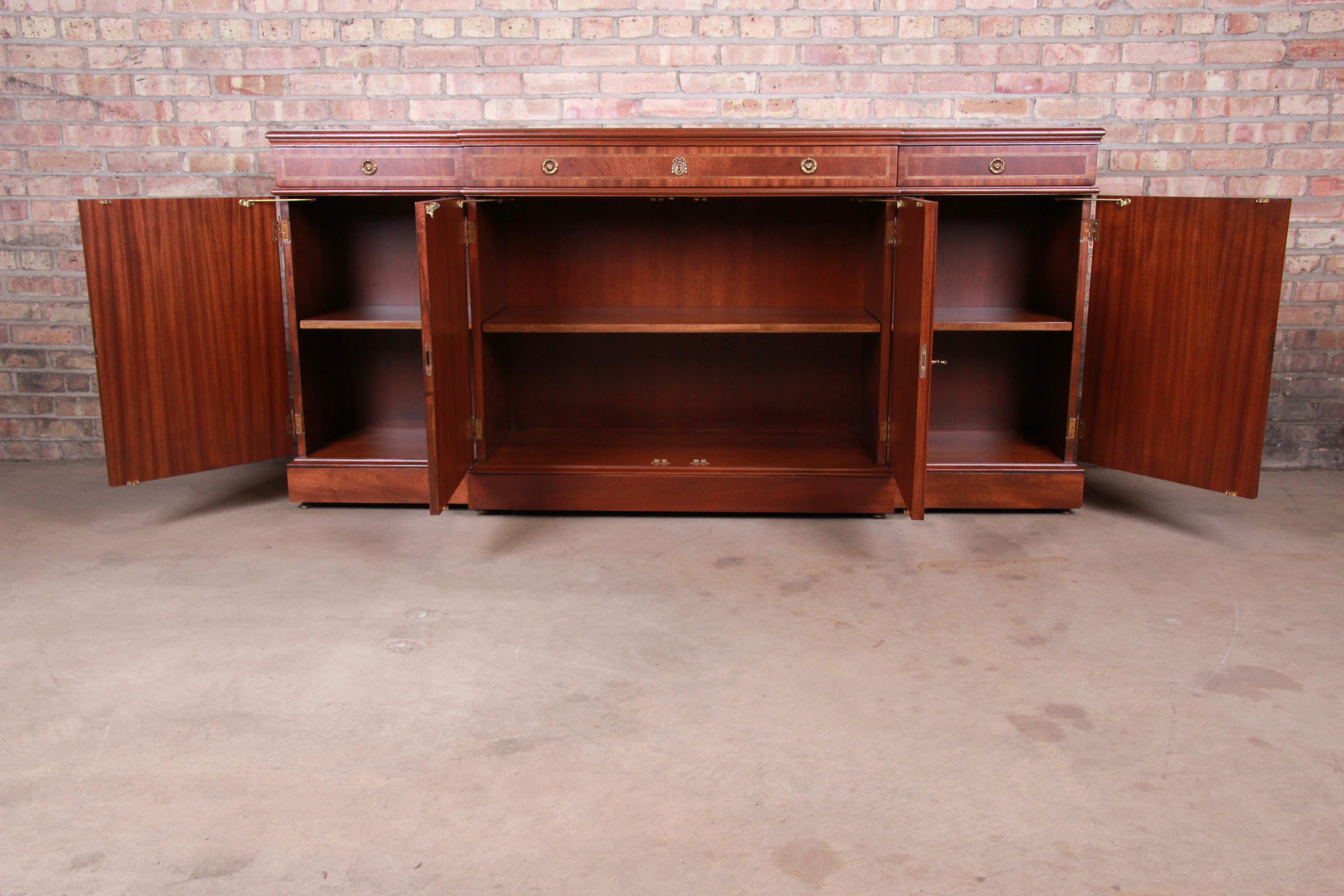 Karges Chippendale Inlaid Mahogany Sideboard Credenza or Bar Cabinet, Restored 6