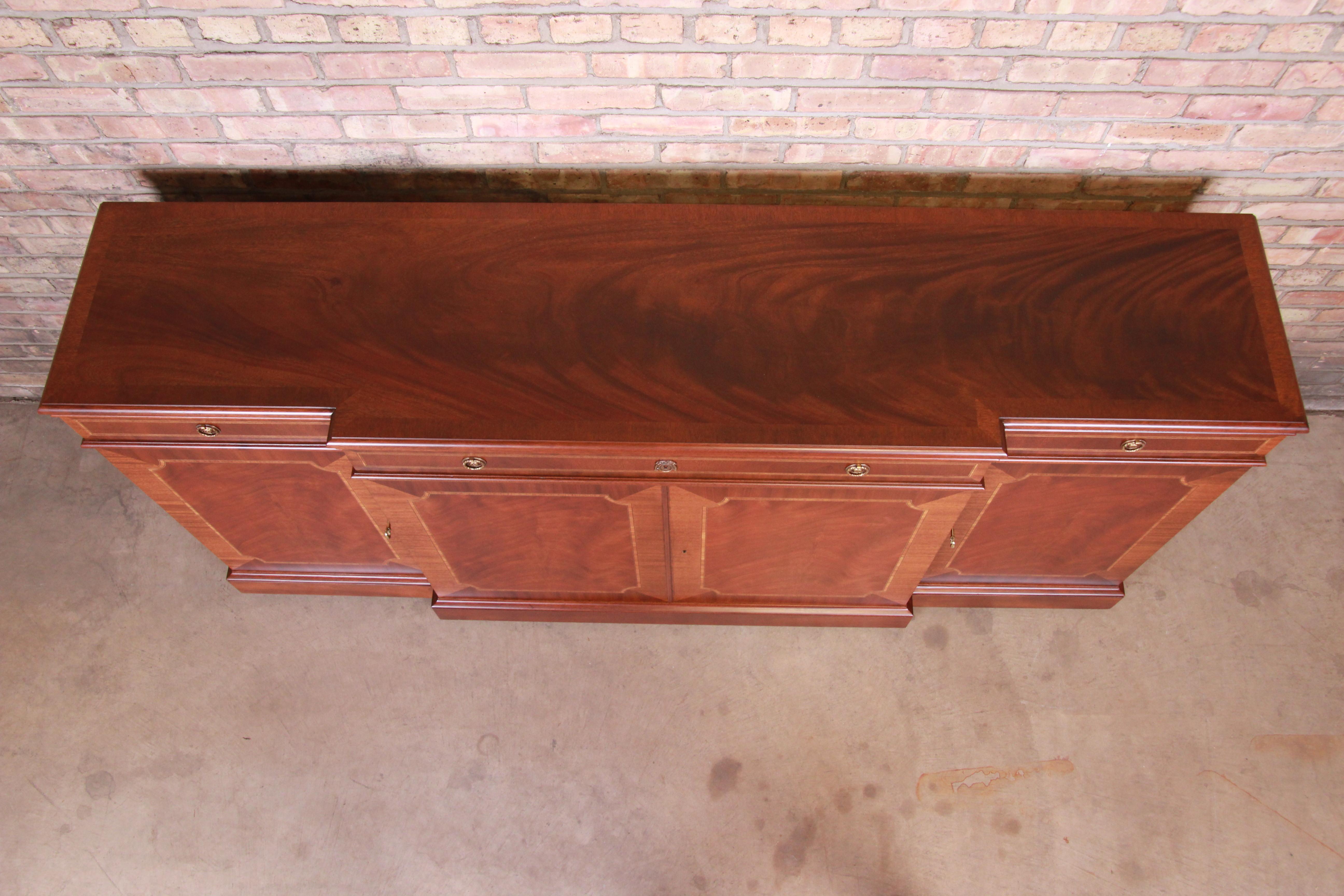 Karges Chippendale Inlaid Mahogany Sideboard Credenza or Bar Cabinet, Restored 9