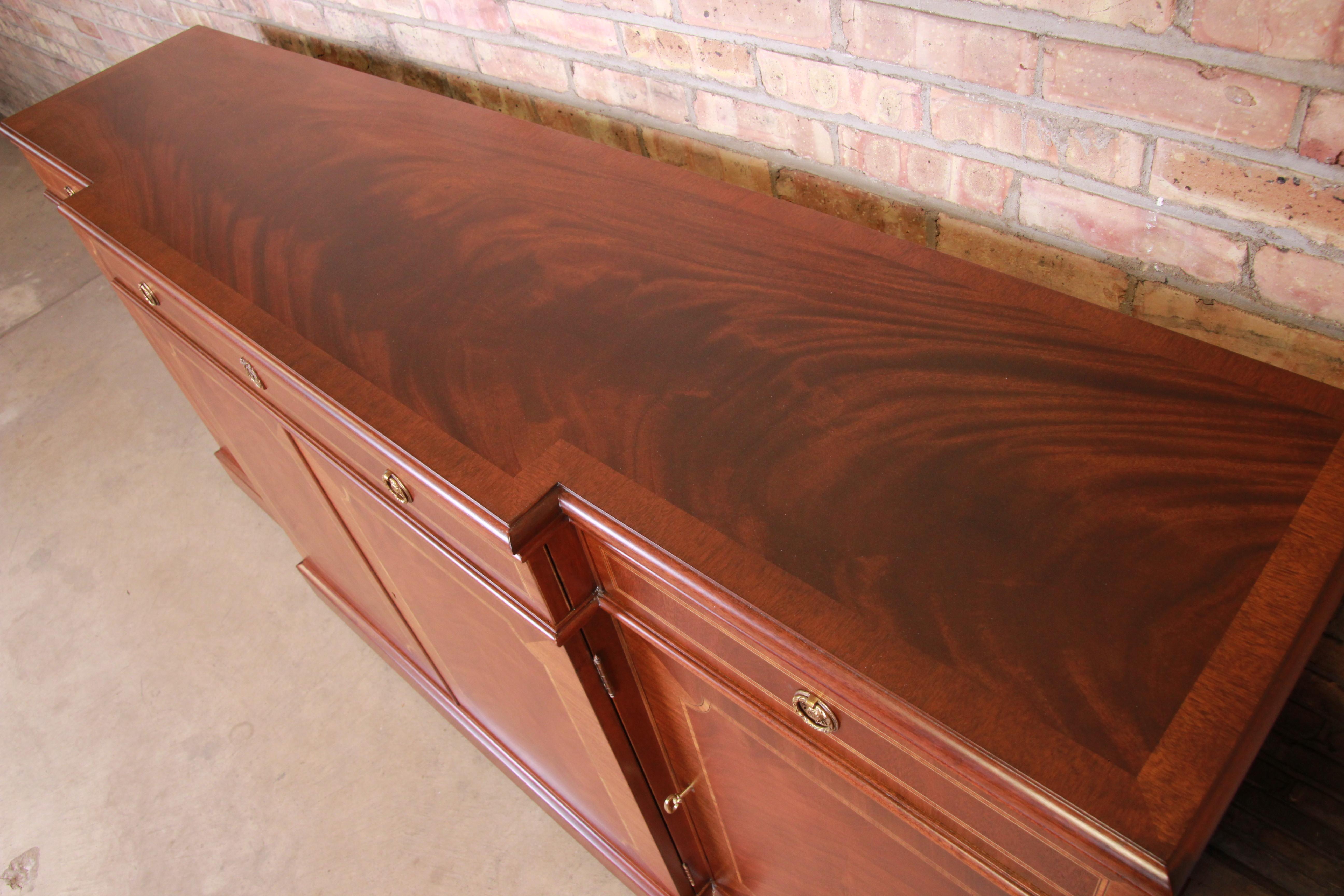 Karges Chippendale Inlaid Mahogany Sideboard Credenza or Bar Cabinet, Restored 10