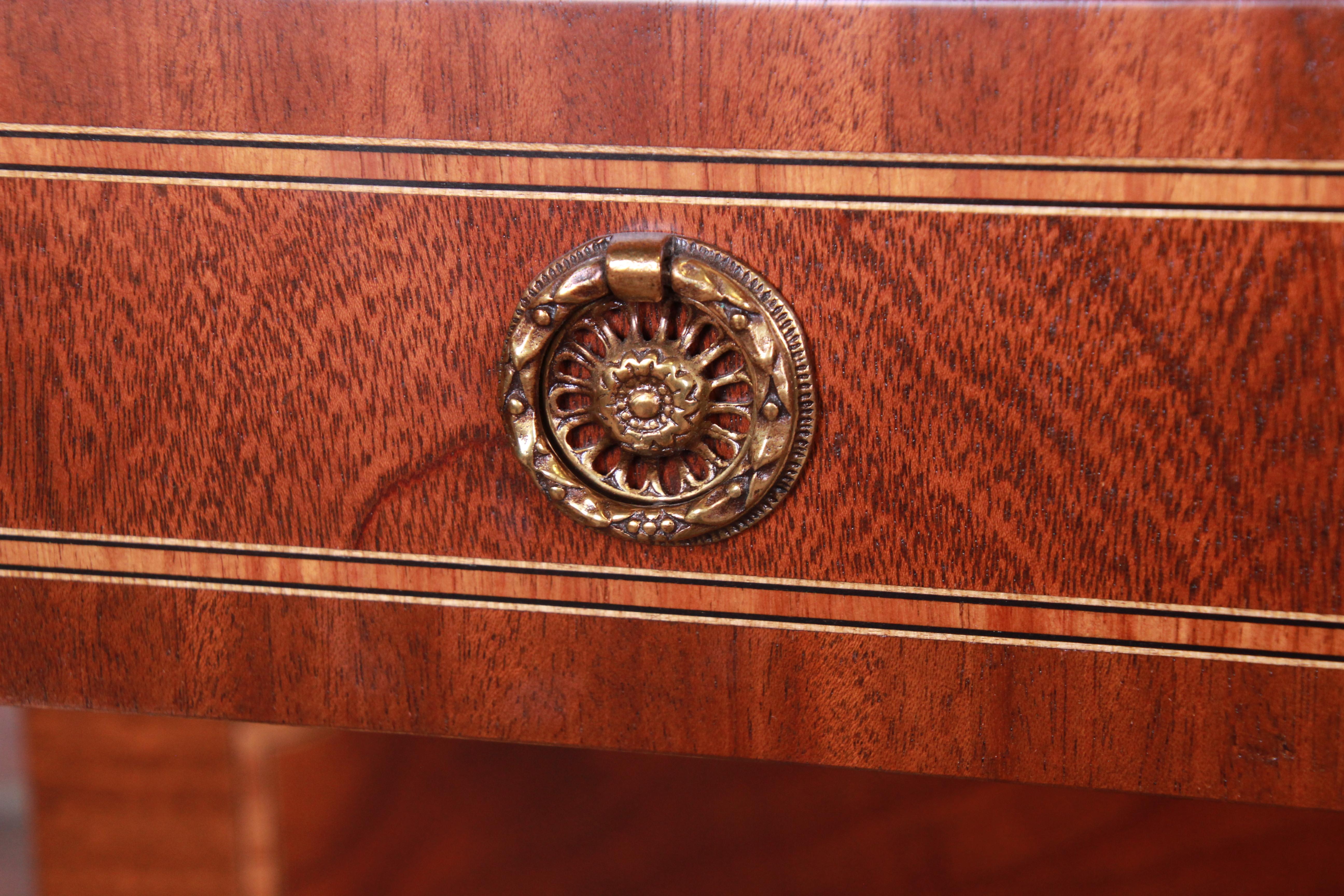 Karges Chippendale Inlaid Mahogany Sideboard Credenza or Bar Cabinet, Restored 2