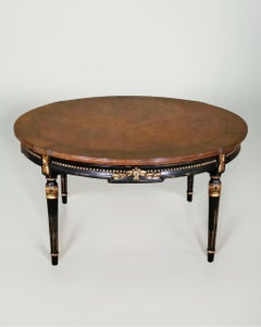 Karges Directoire Style Carved Round Coffee Table with Gilt