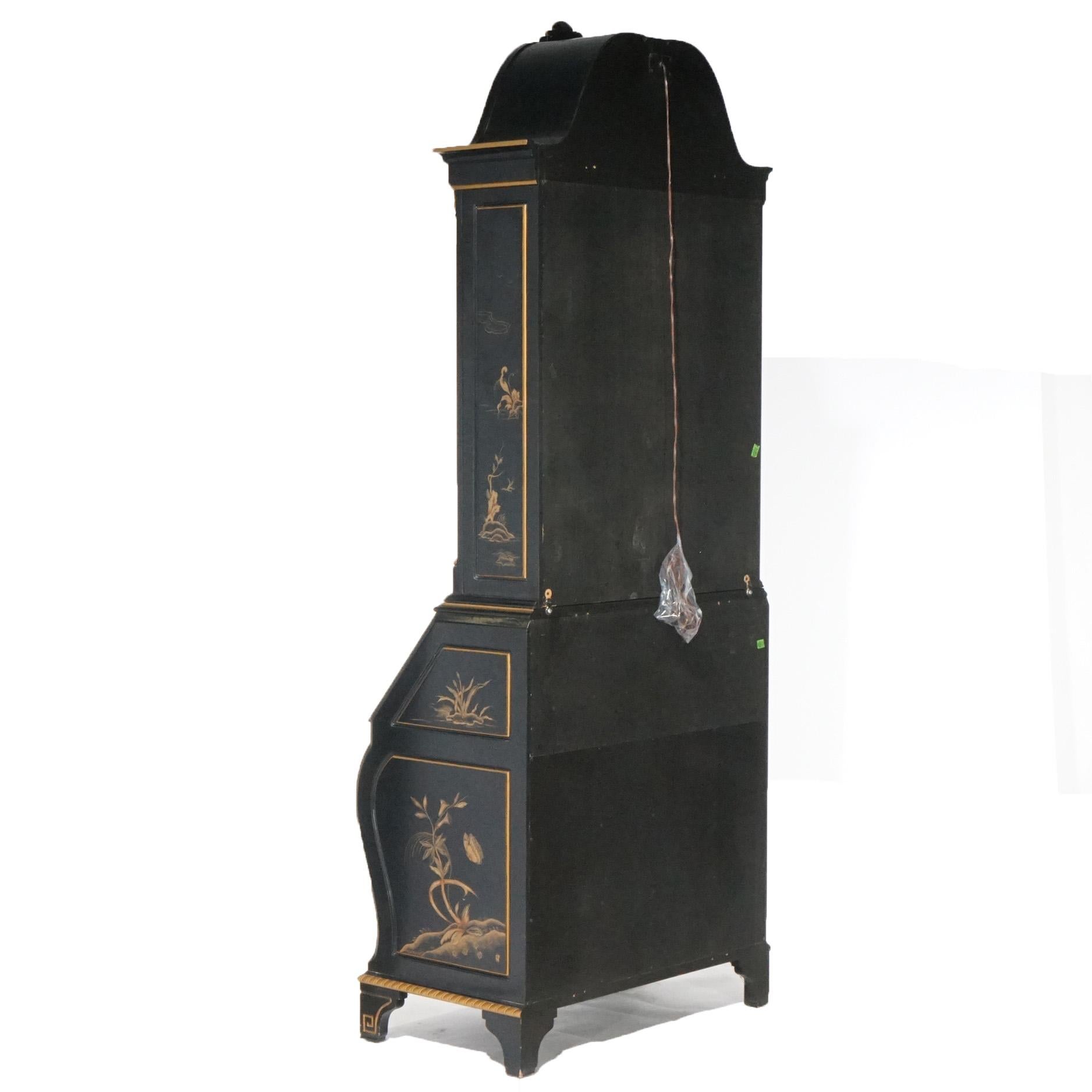 Karges Ebonized, Gilt & Chinoiserie Decorated Secretary Desk 20th Century For Sale 5