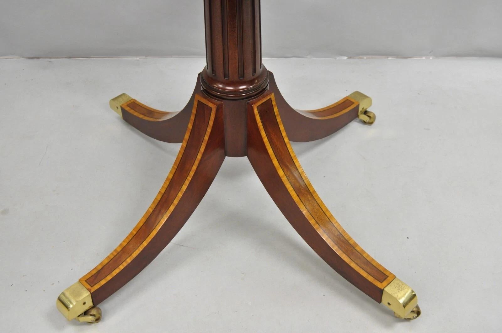 Other Karges English Duncan Phyfe Satinwood Banded Crotch Mahogany Oval Dining Table For Sale