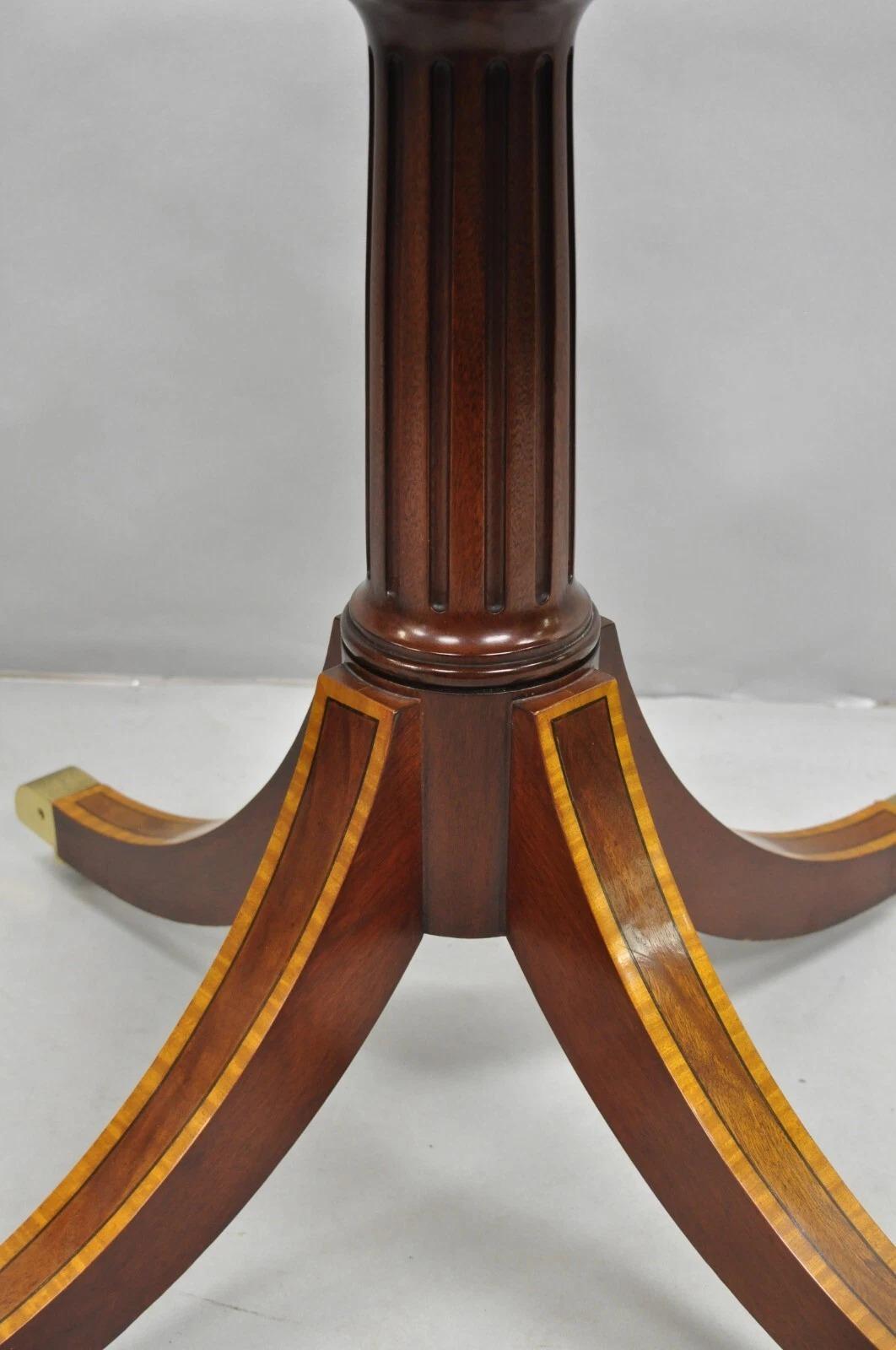 Unknown Karges English Duncan Phyfe Satinwood Banded Crotch Mahogany Oval Dining Table For Sale