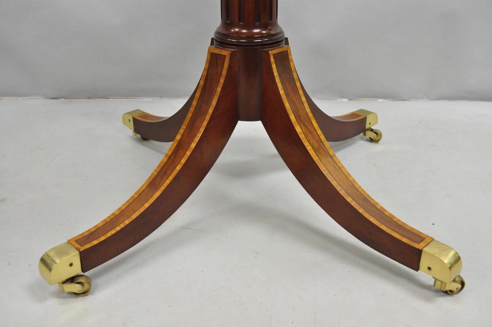Karges English Duncan Phyfe Satinwood Banded Crotch Mahogany Oval Dining Table For Sale 1