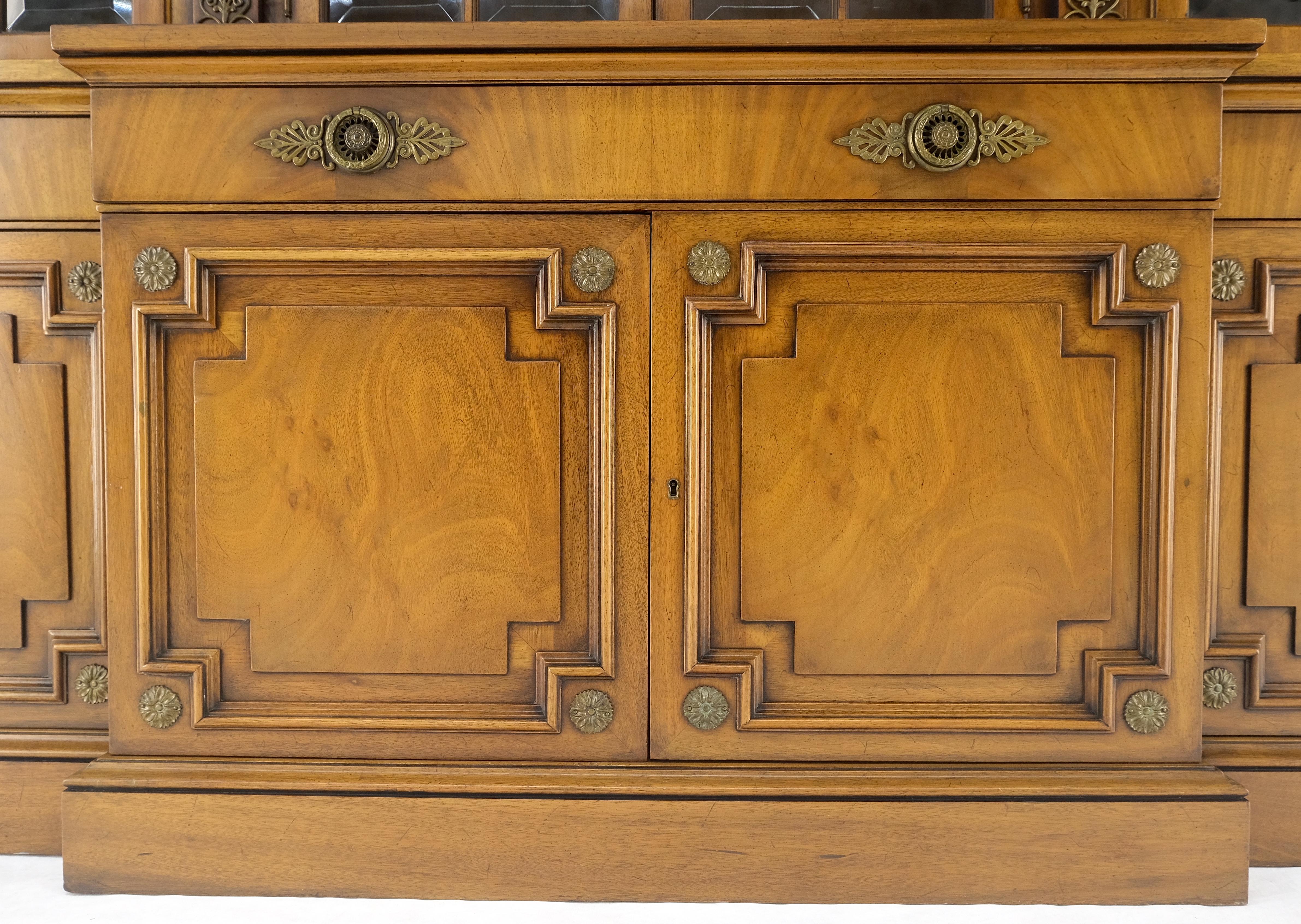 Karges Fine Fruitwood Mid Century Modern Beveled Glass Breakfront Cabinet MINT For Sale 8