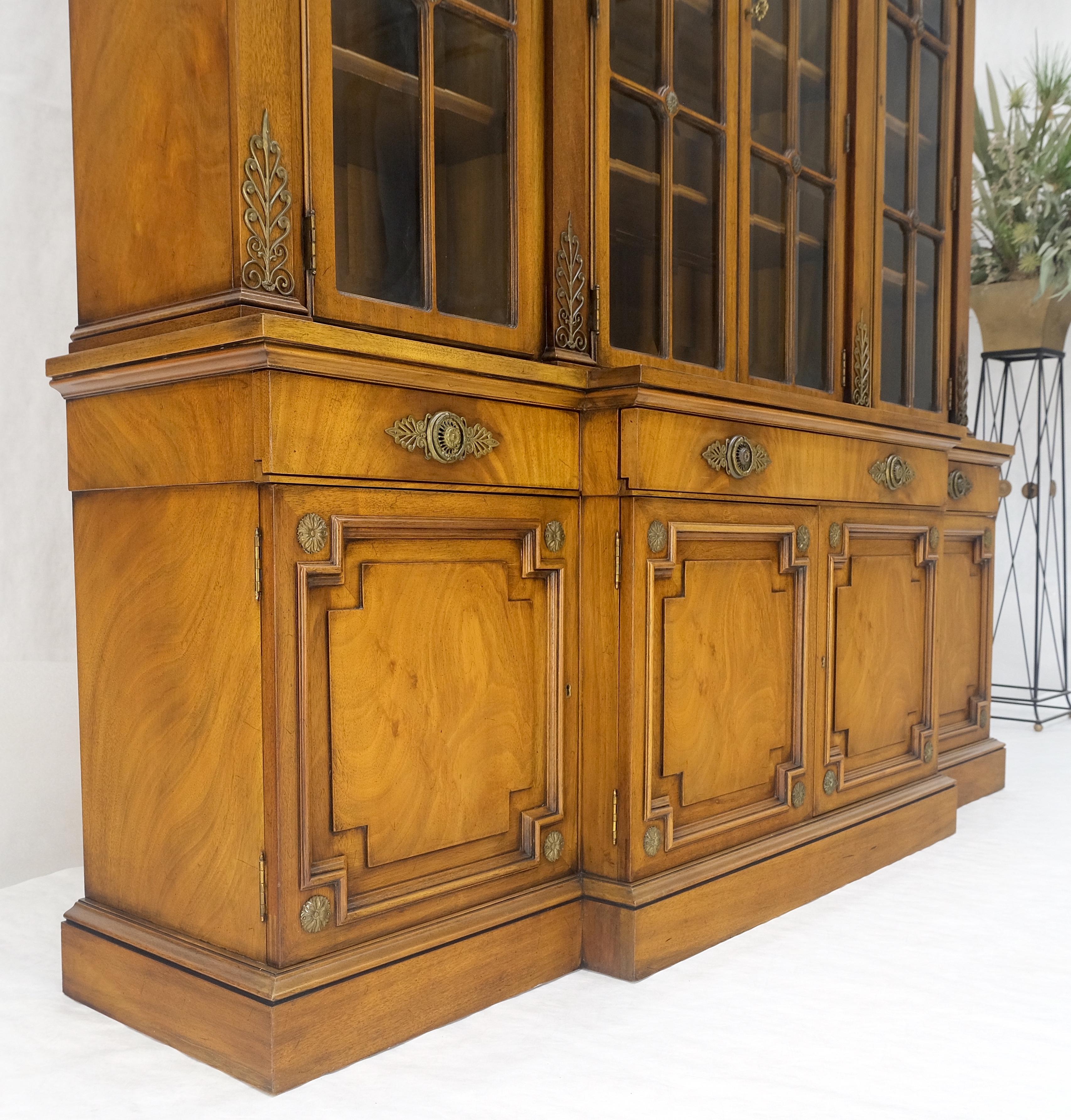 Karges Fine Fruitwood Mid Century Modern Beveled Glass Breakfront Cabinet MINT For Sale 9