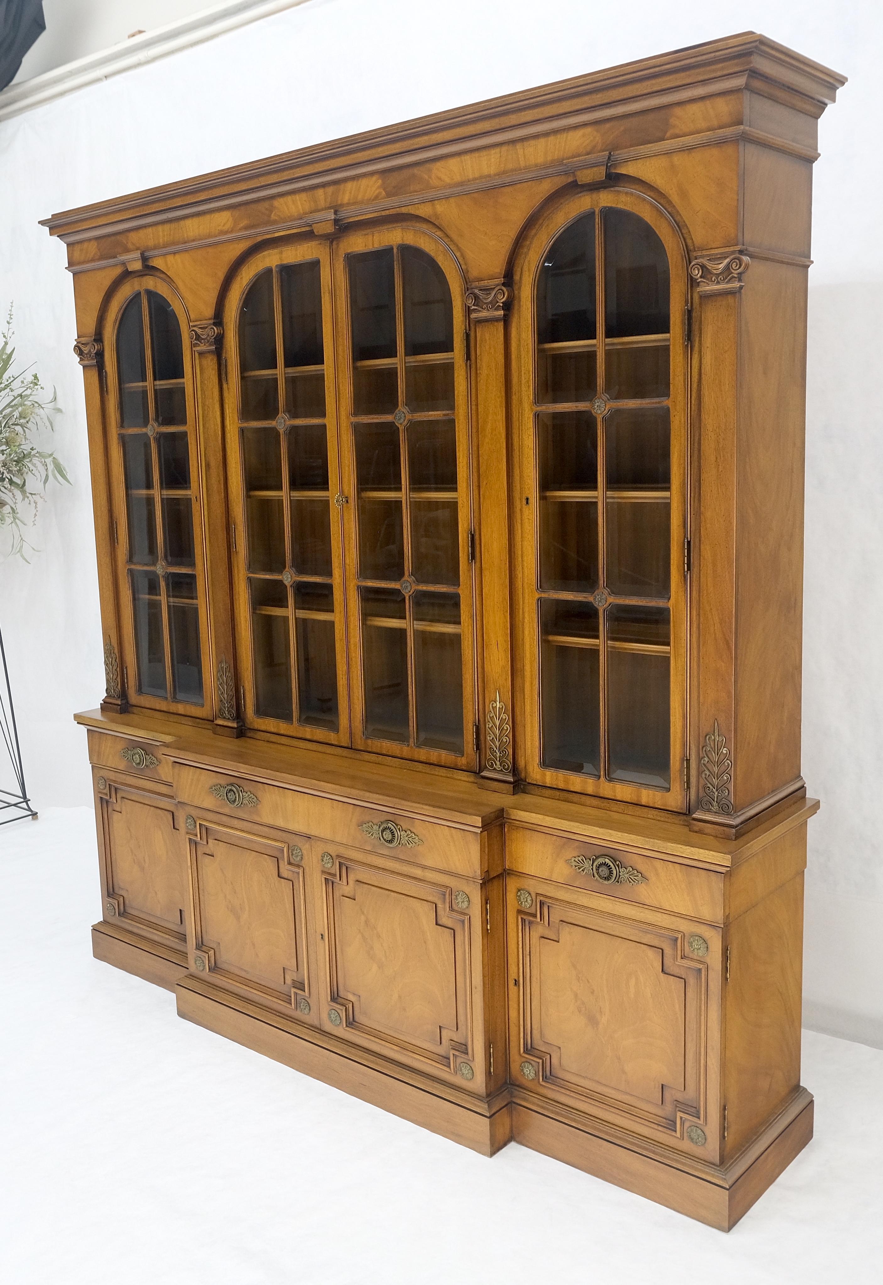Karges Fine Fruitwood Mid Century Modern Beveled Glass Breakfront Cabinet MINT For Sale 10