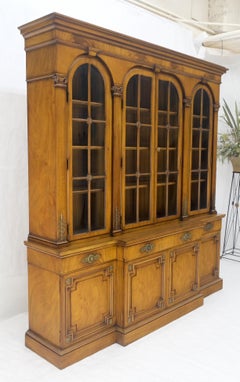 Karges Fine Fruitwood Mid Century Modern Beveled Glass Breakfront Cabinet MINT