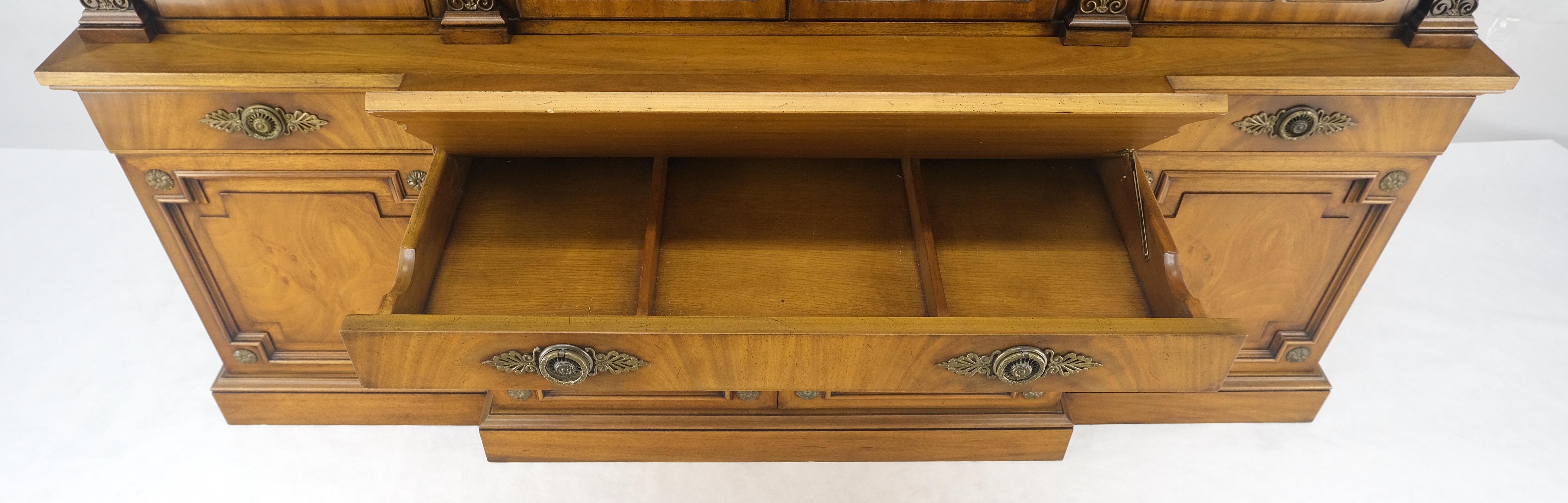 Karges Fine Fruitwood Mid Century Modern Beveled Glass Breakfront Cabinet MINT In Good Condition For Sale In Rockaway, NJ