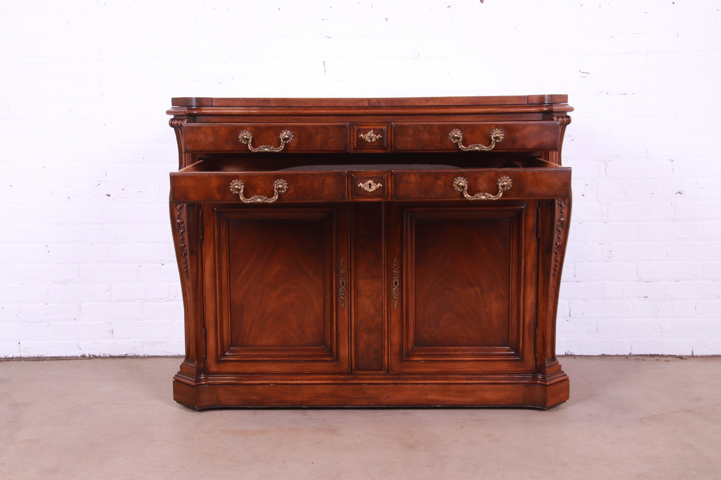 Karges French Louis XV Burled Walnut Flip Top Server or Bar Cabinet 2