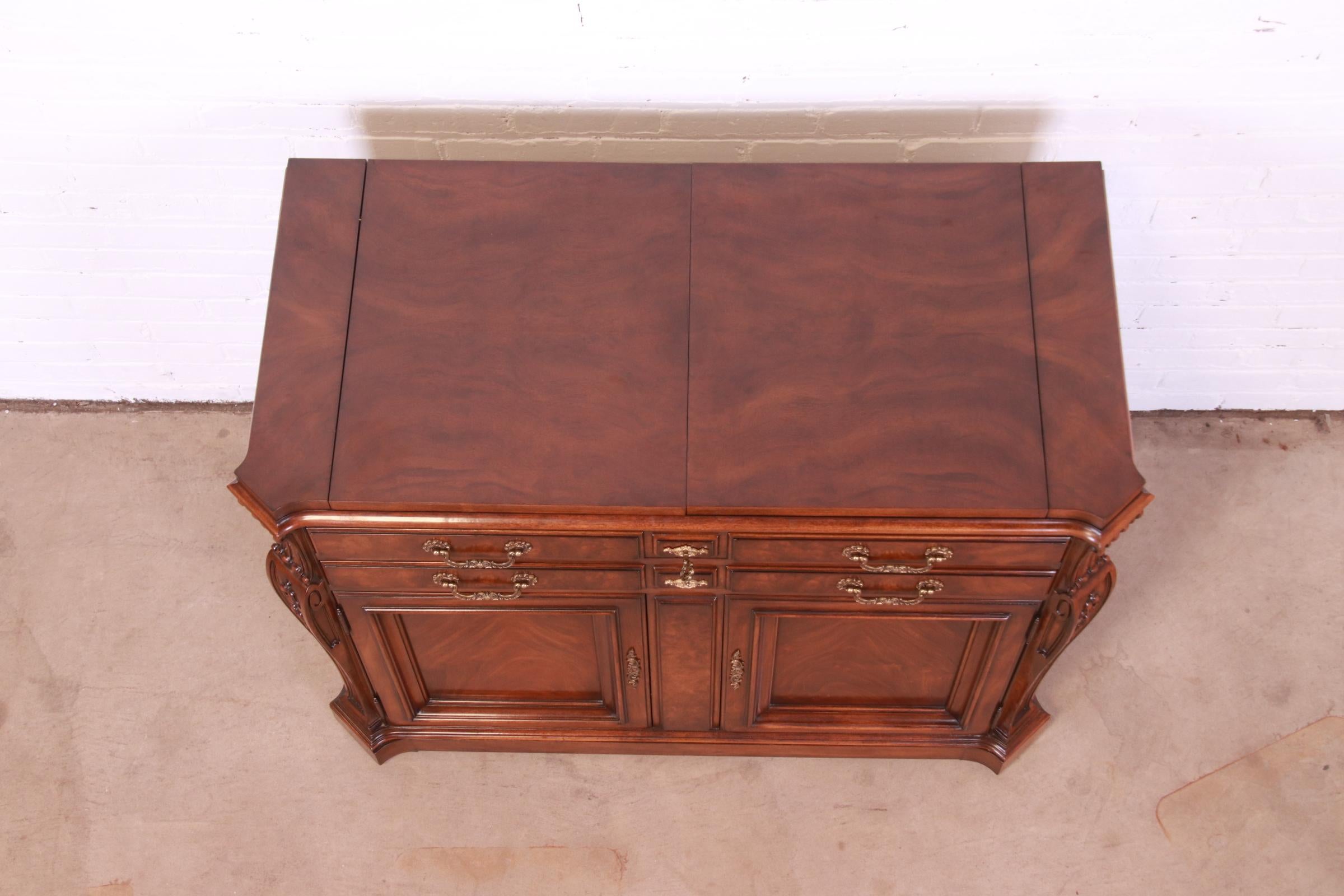 Karges French Louis XV Burled Walnut Flip Top Server or Bar Cabinet 5