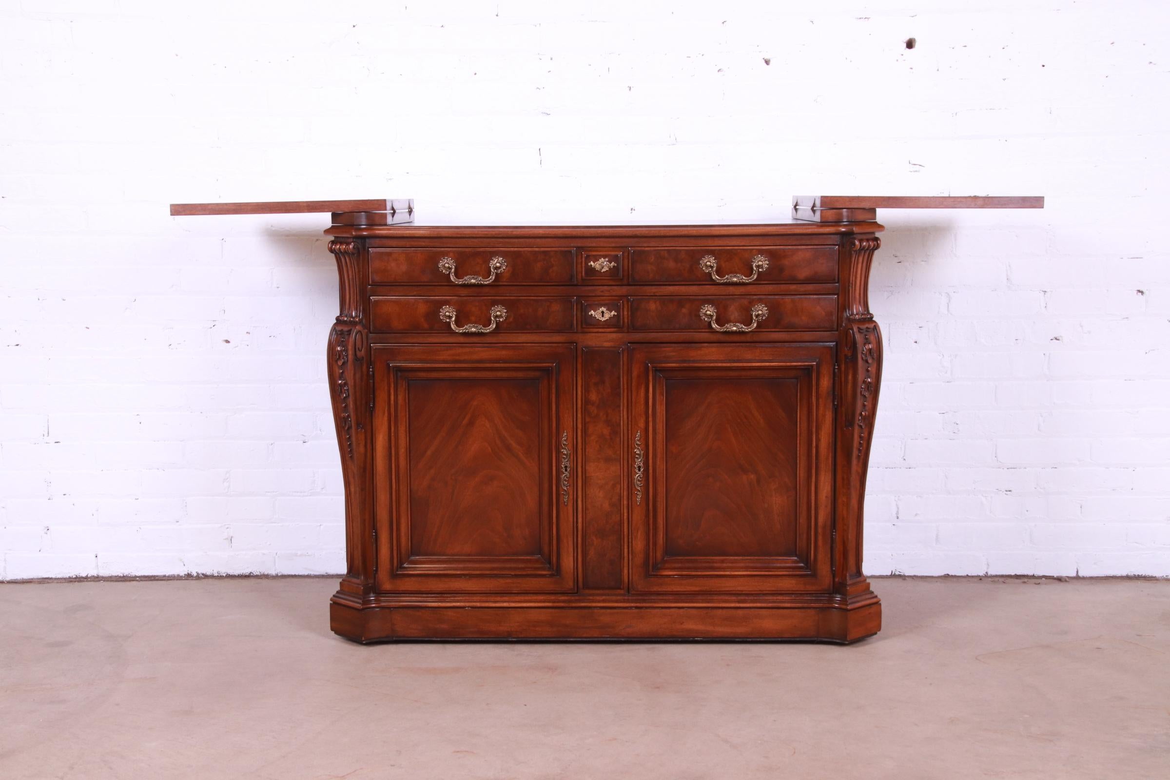 Karges French Louis XV Burled Walnut Flip Top Server or Bar Cabinet 7