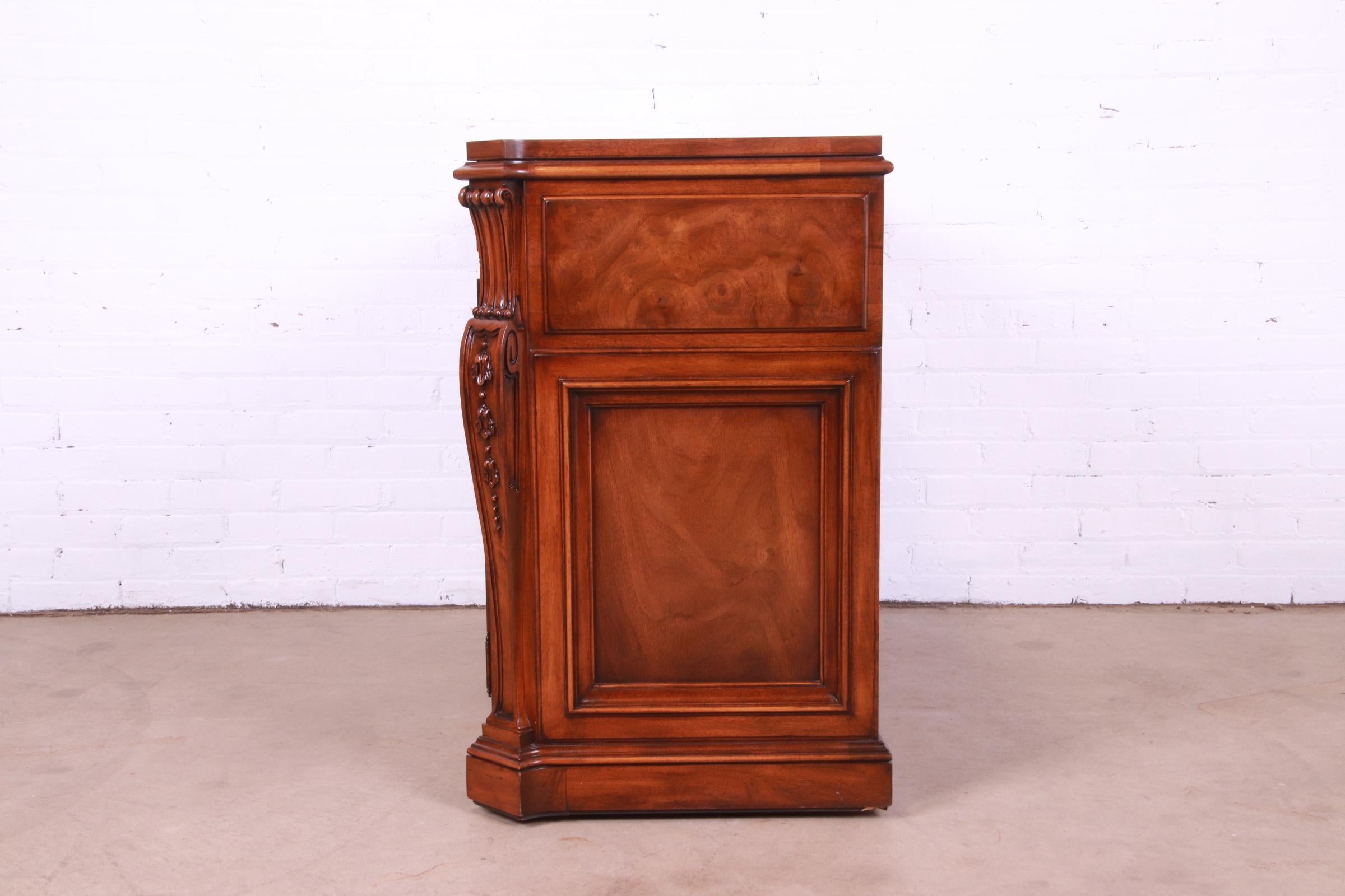 Karges French Louis XV Burled Walnut Flip Top Server or Bar Cabinet 11