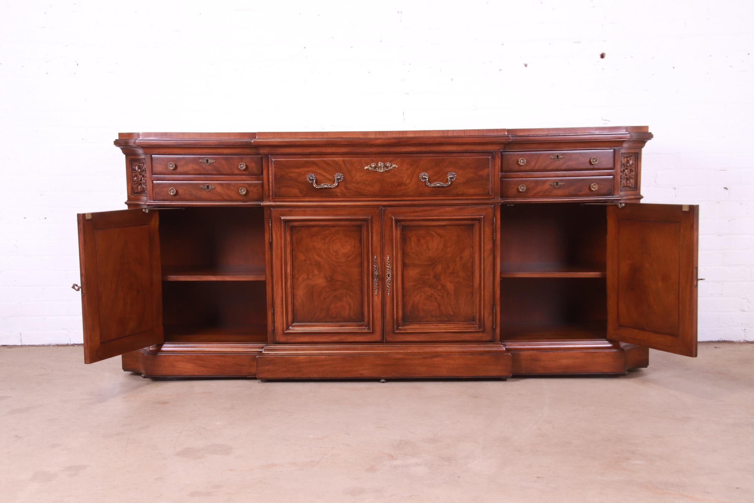 Karges French Louis XV Burled Walnut Sideboard or Bar Cabinet, Newly Restored 7