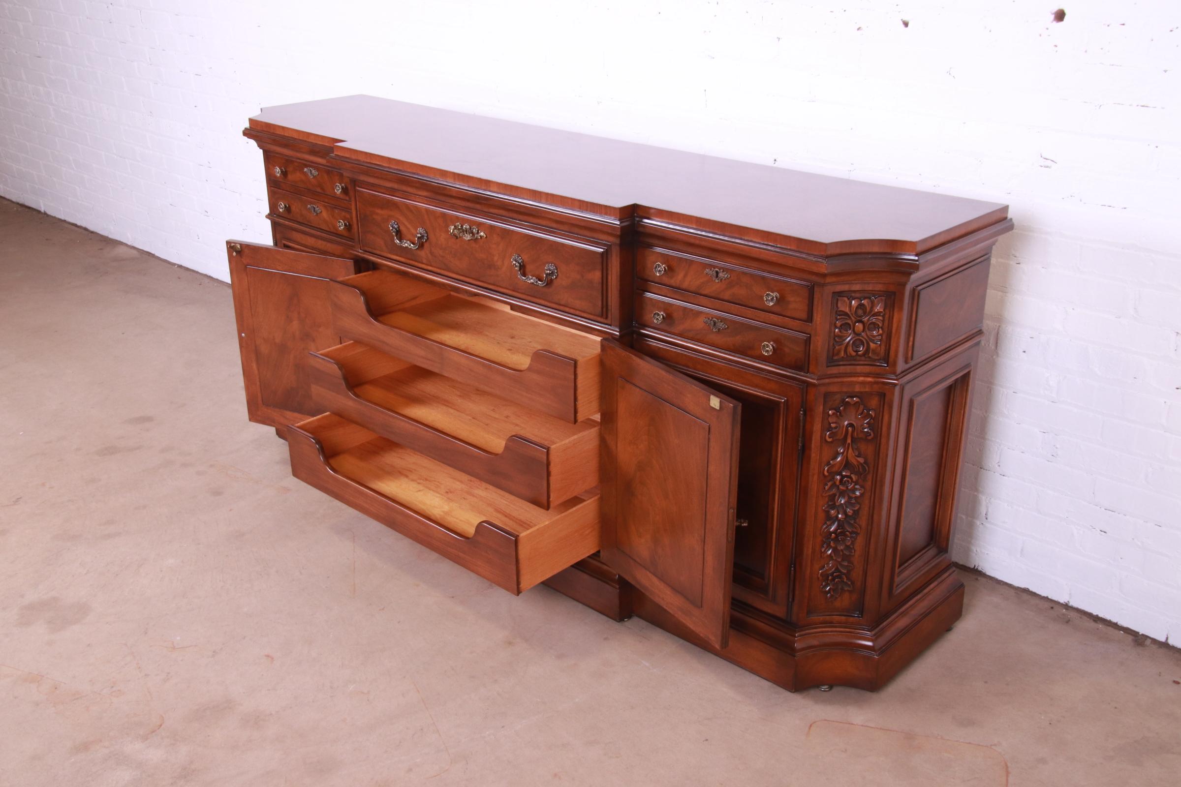 Karges French Louis XV Burled Walnut Sideboard or Bar Cabinet, Newly Restored 9