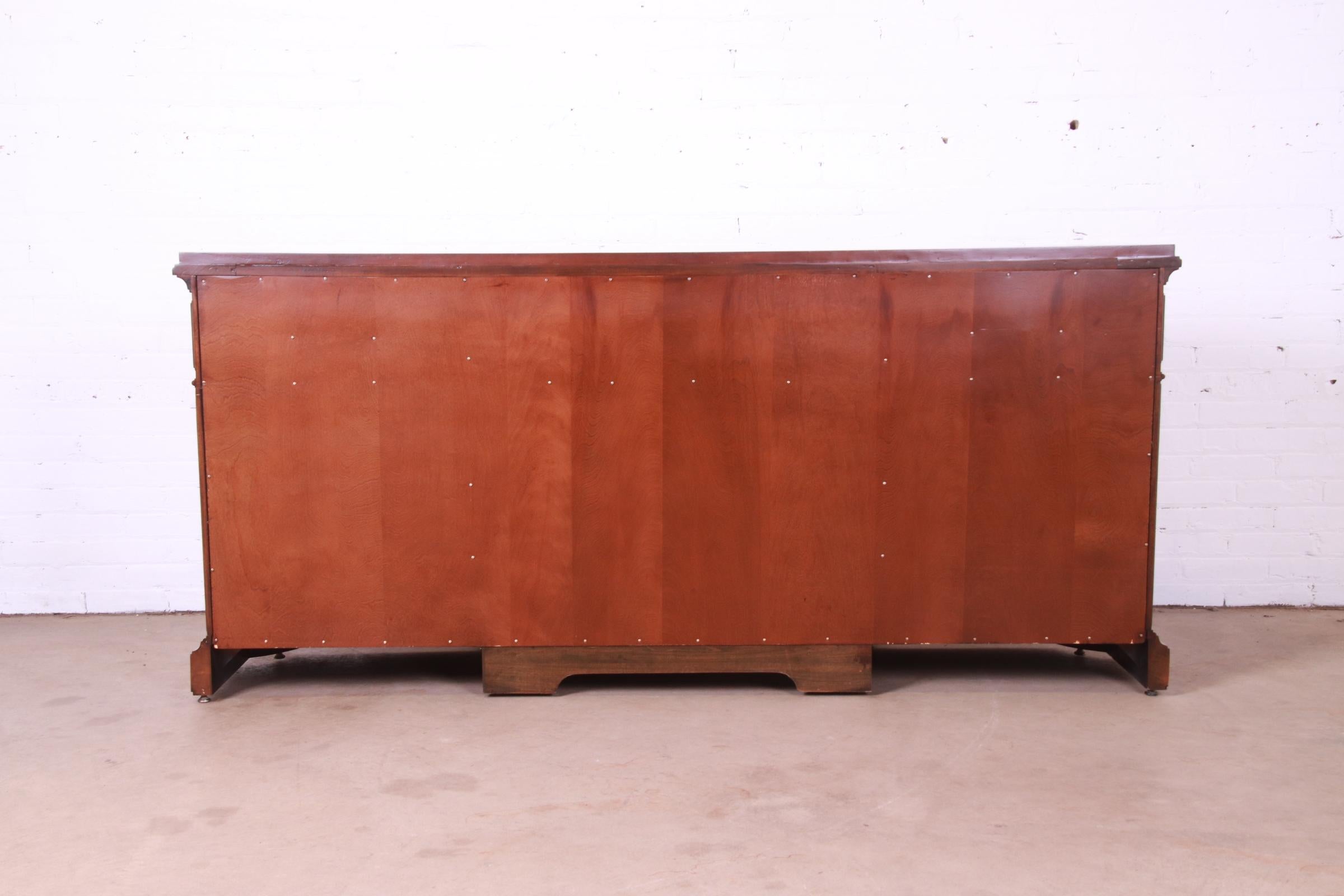 Karges French Louis XV Burled Walnut Sideboard or Bar Cabinet, Newly Restored 13