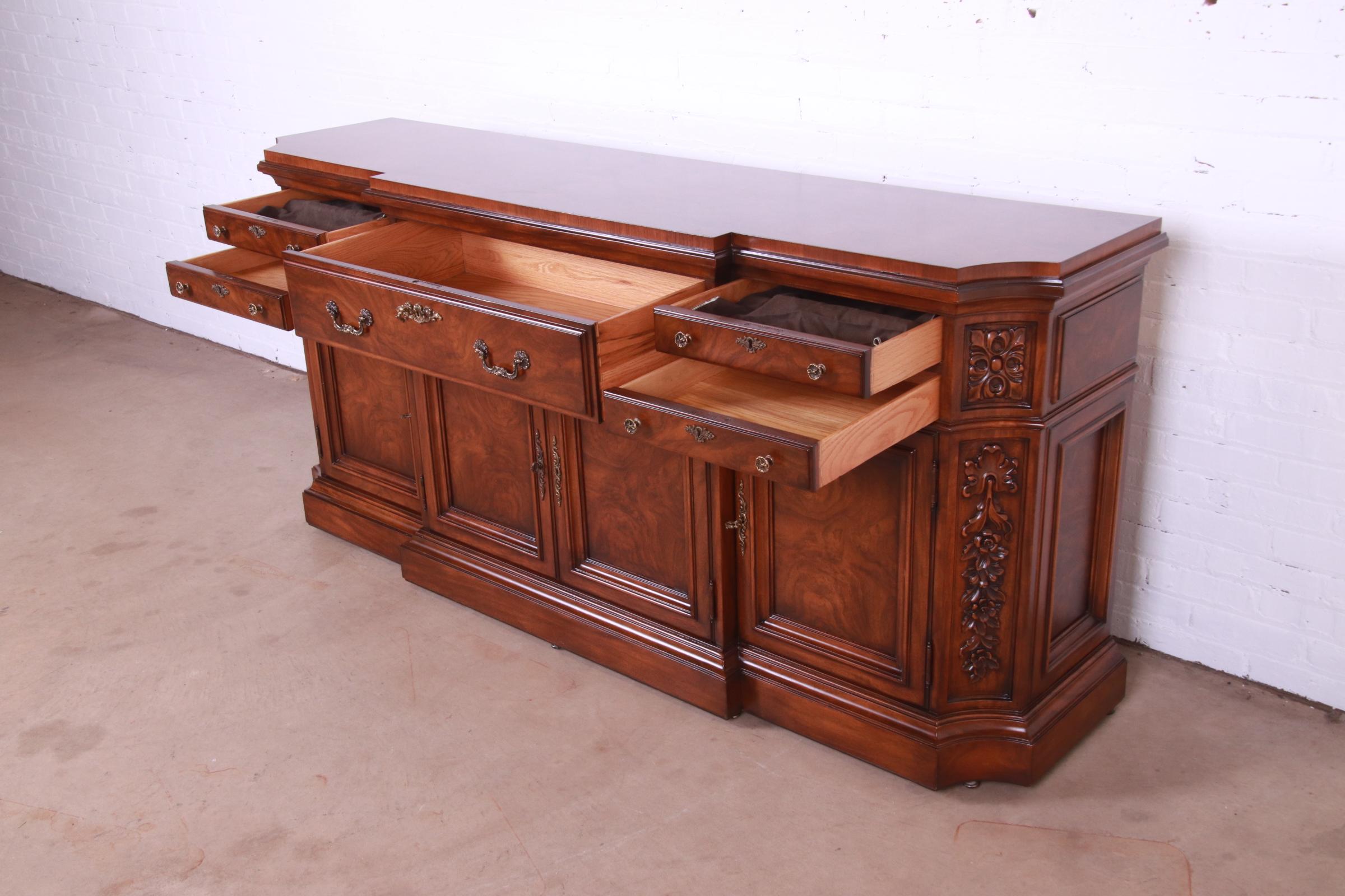 Karges French Louis XV Burled Walnut Sideboard or Bar Cabinet, Newly Restored 2