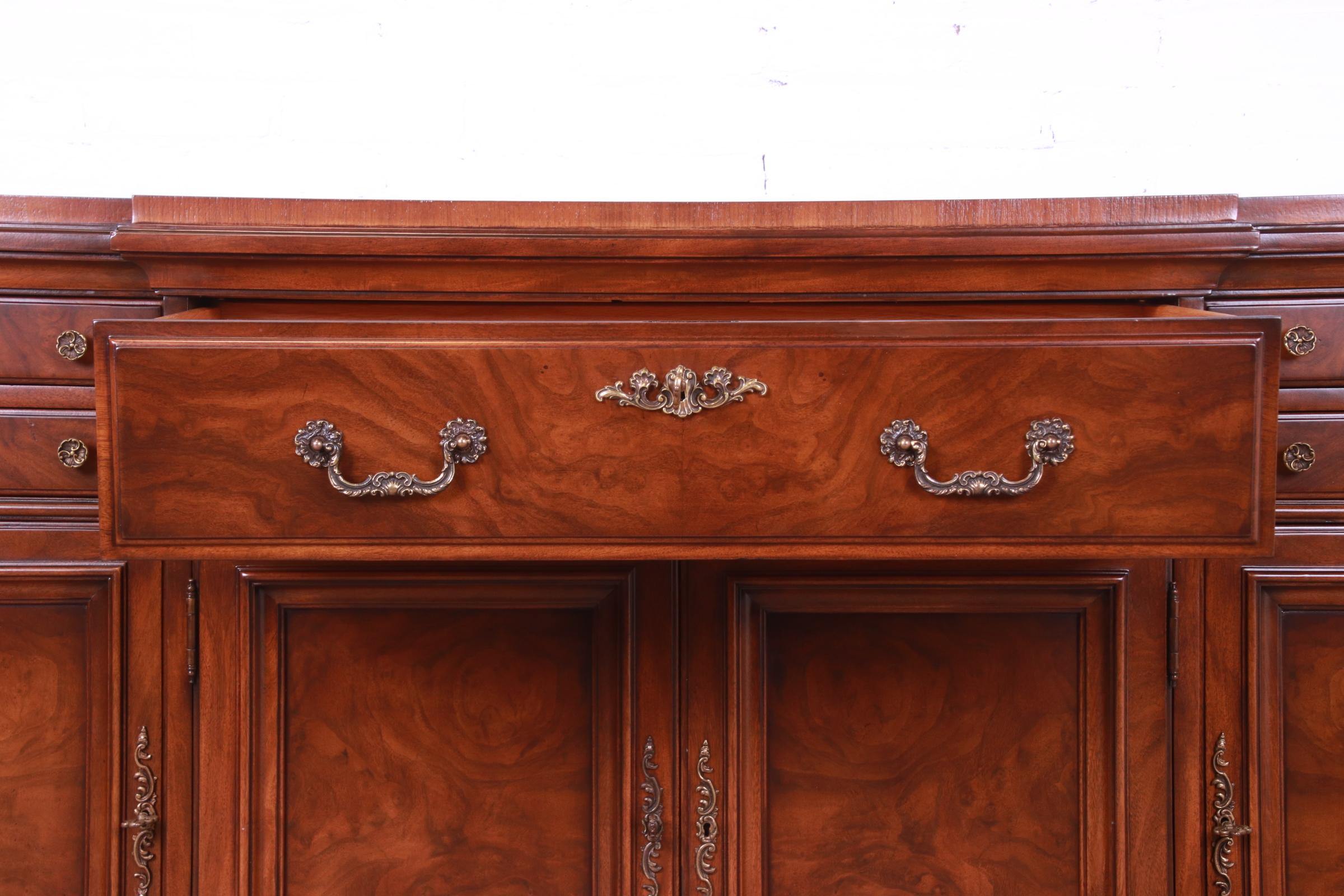 Karges French Louis XV Burled Walnut Sideboard or Bar Cabinet, Newly Restored 3