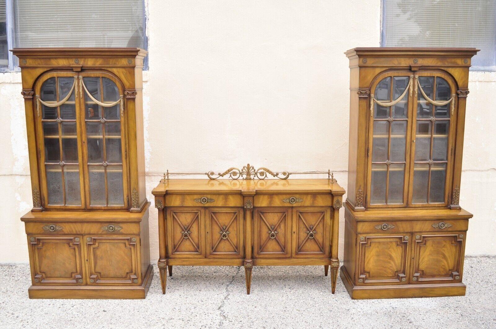 Karges French Neoclassical Style Regency Mahogany Curio China Cabinet, a Pair 7