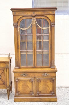 Karges French Neoclassical Style Regency Mahogany Curio China Cabinet, a Pair