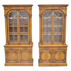 Karges French Neoclassical Style Regency Mahogany Curio China Cabinet, a Pair