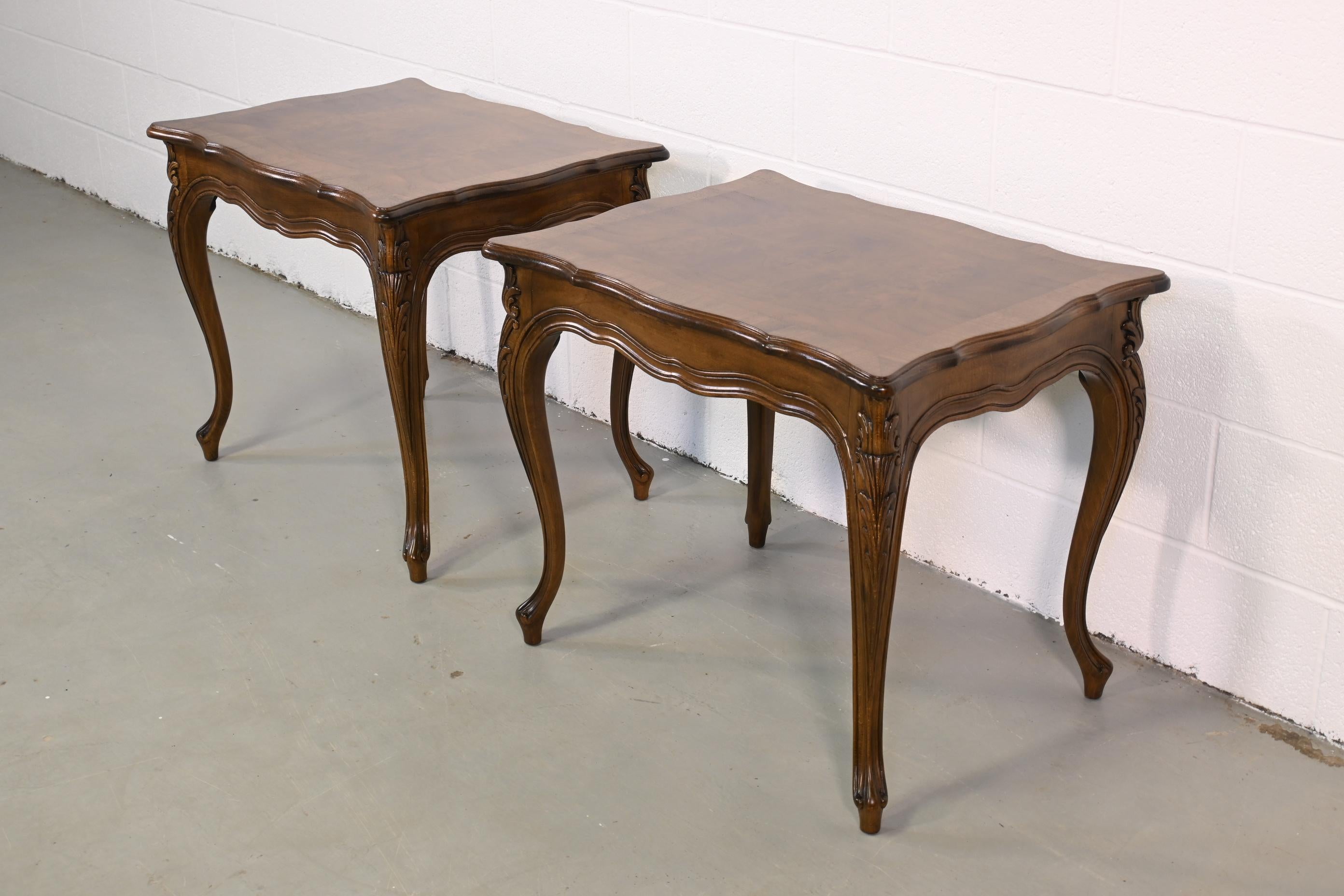 Karges Furniture French Provincial Burled Walnut End Tables - a Pair For Sale 3