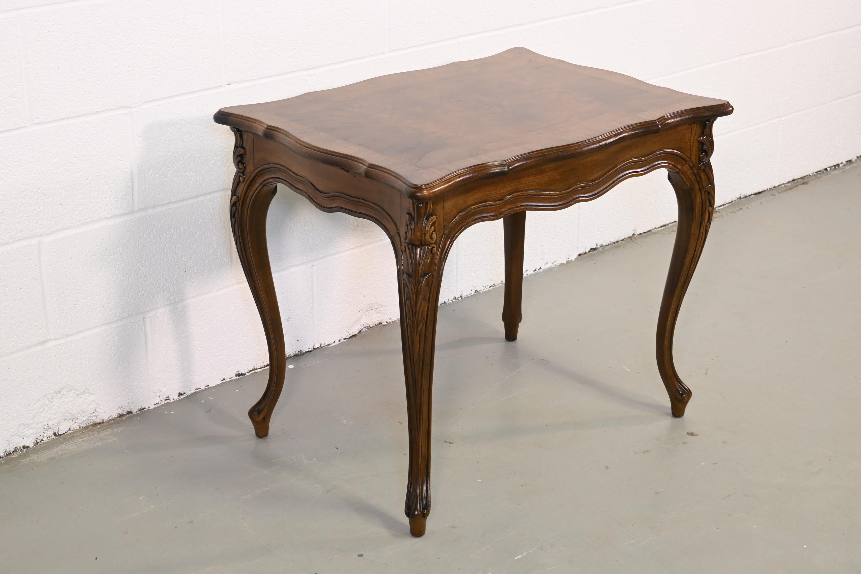 Karges Furniture French Provincial Burled Walnut End Tables - a Pair For Sale 4