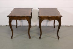 Karges Furniture French Provincial Burled Walnut End Tables - a Pair