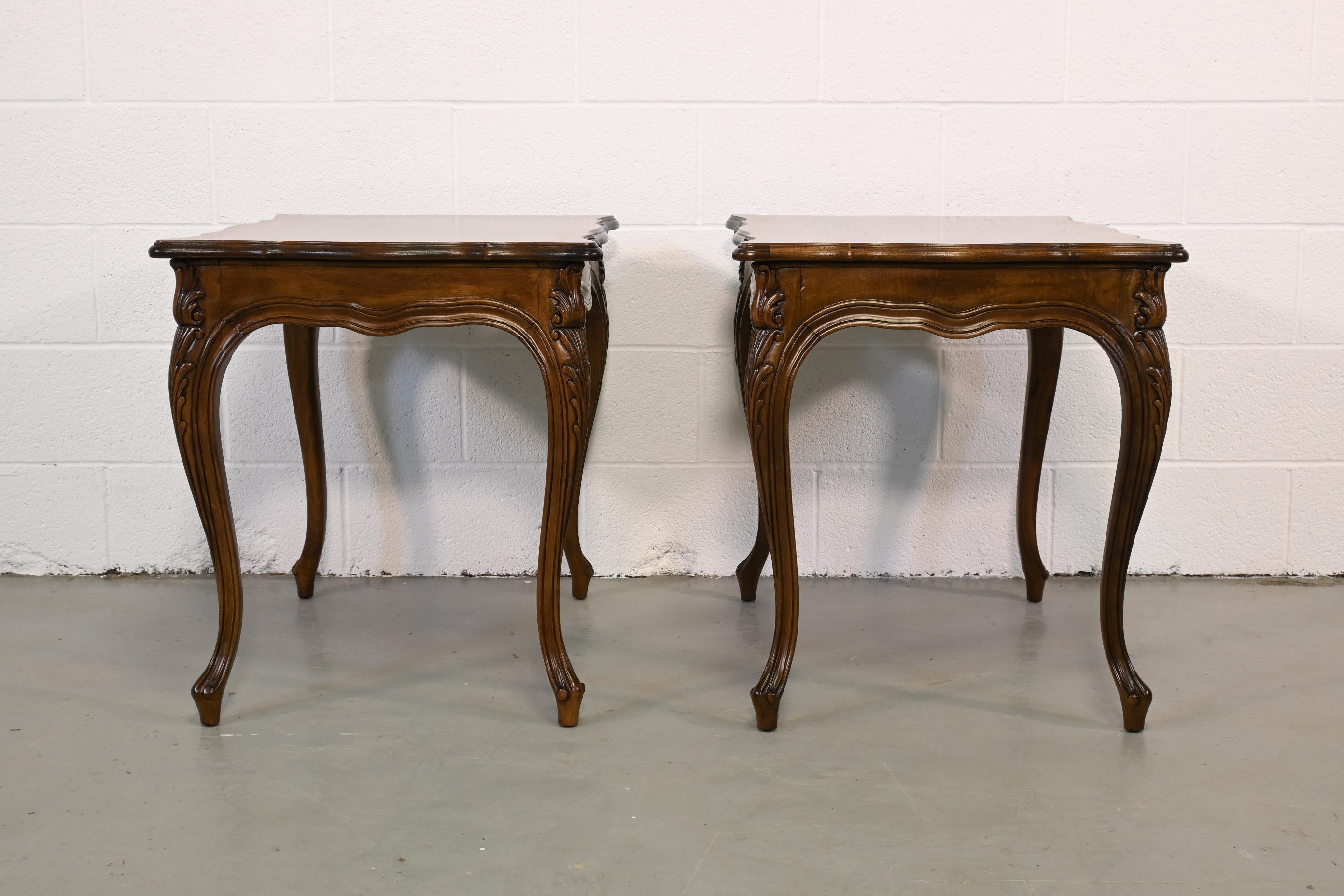 Karges Furniture French Provincial Burled Walnut End Tables - a Pair In Excellent Condition For Sale In Morgan, UT