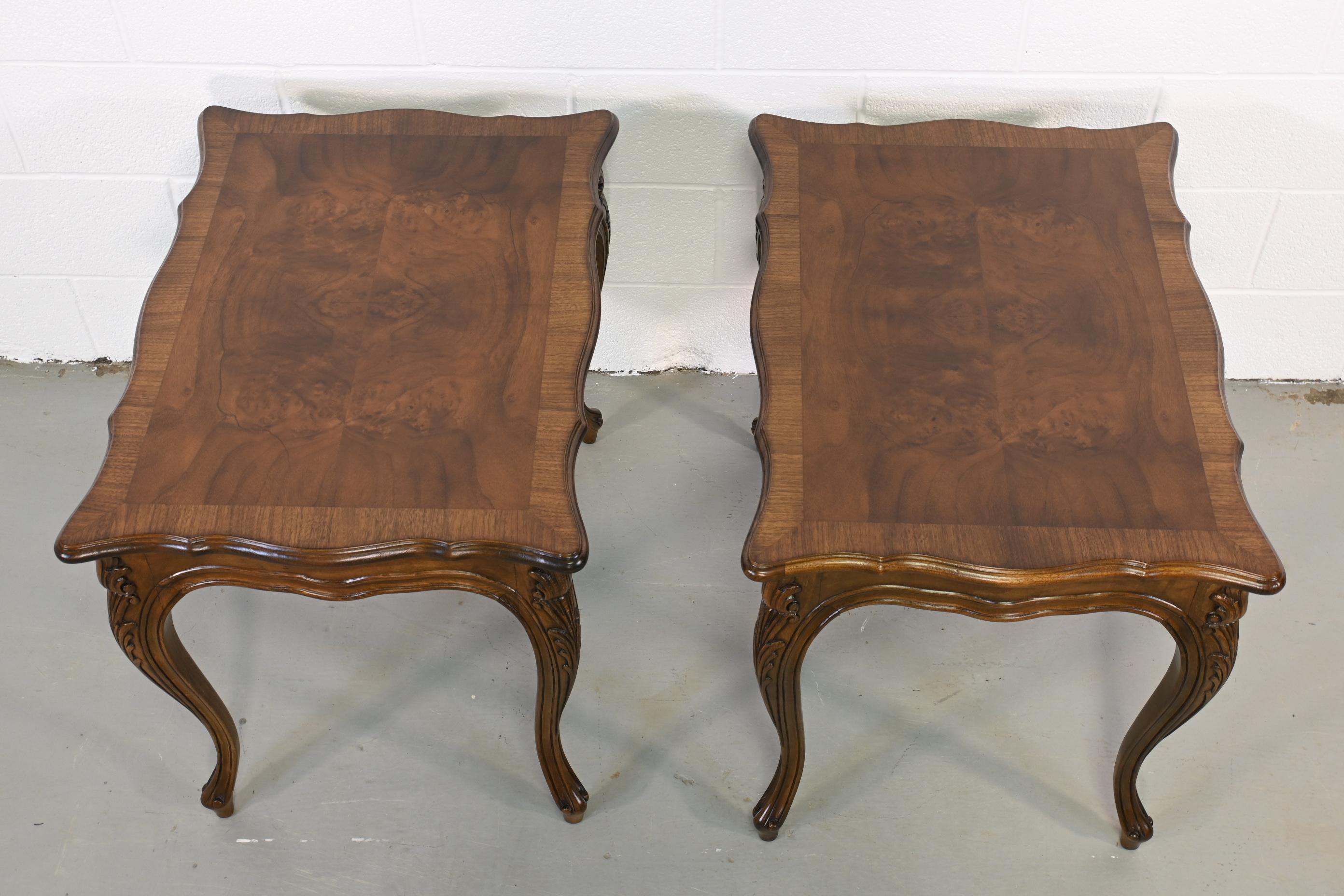 Karges Furniture French Provincial Burled Walnut End Tables - a Pair For Sale 1