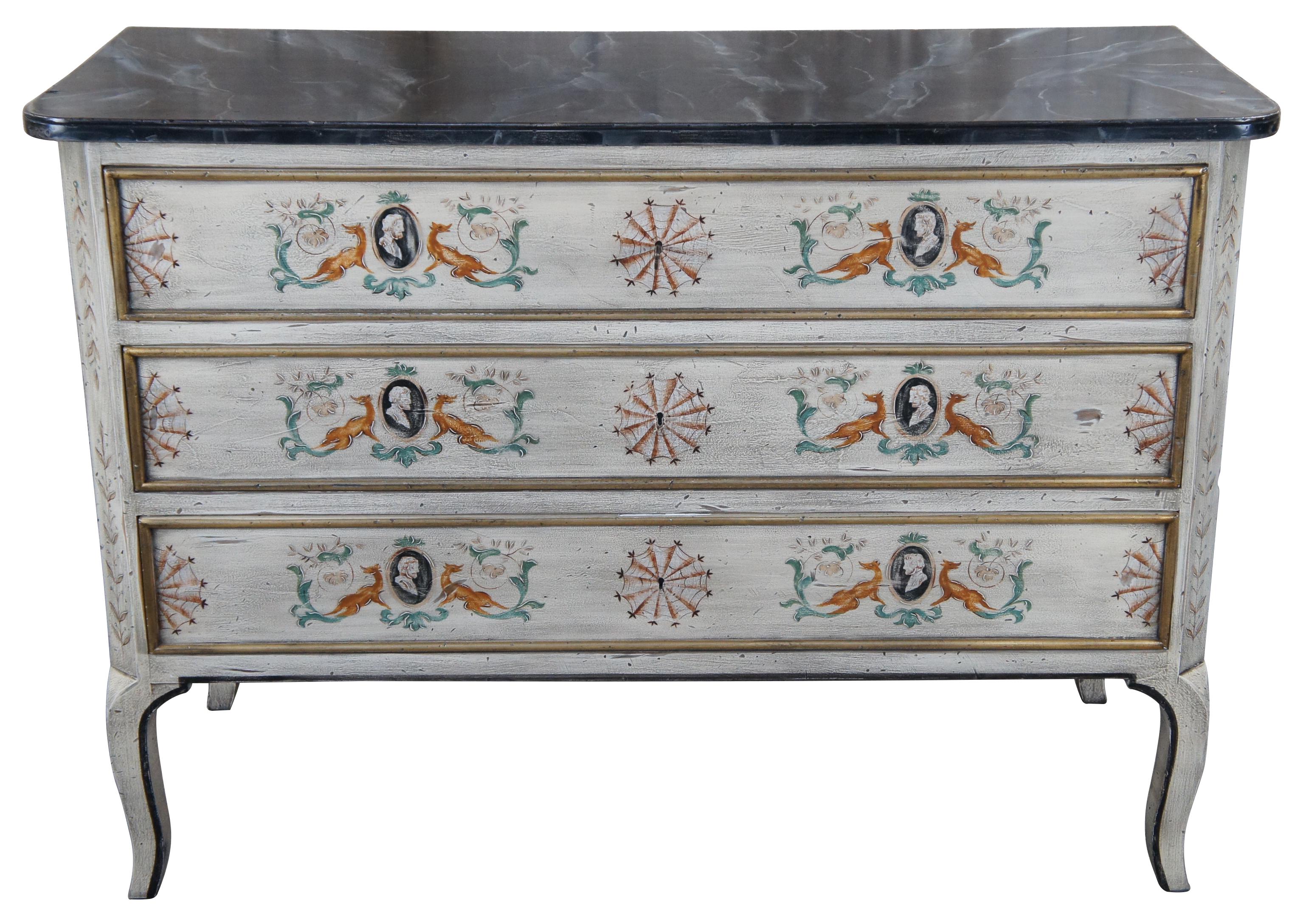 Karges French Provincial Cherry Transitional Chest 287 Faux Marble Top Commode 8