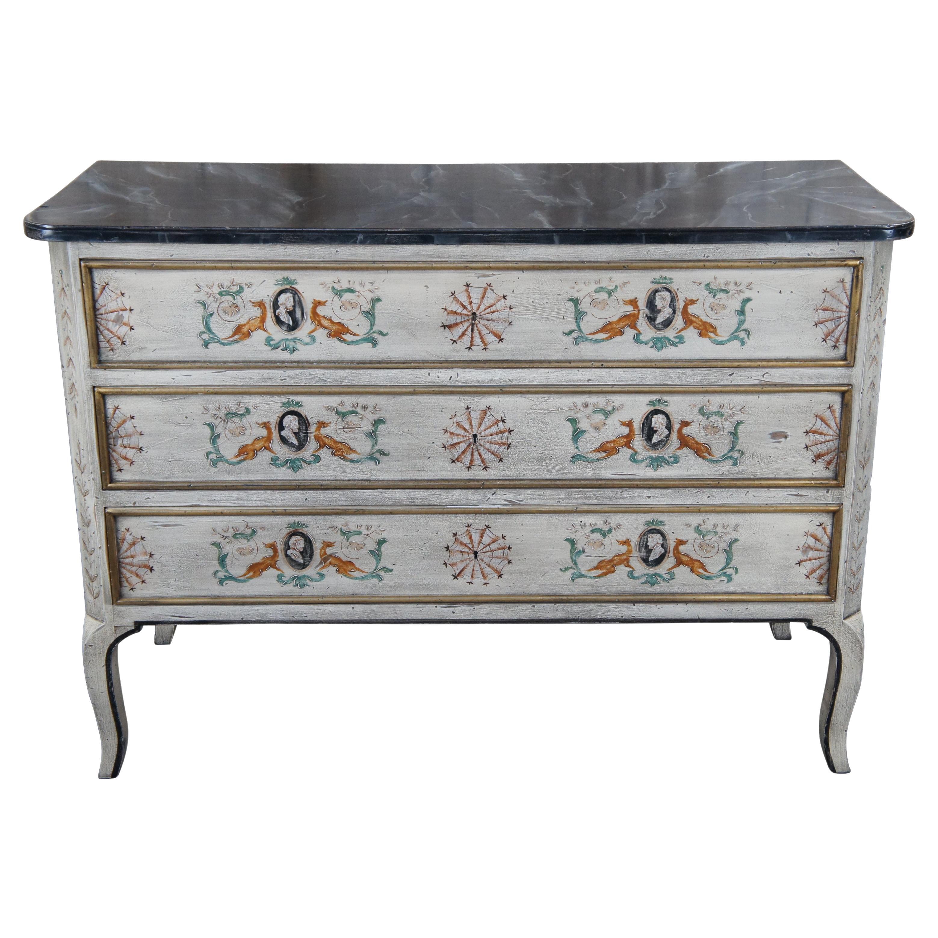 Karges French Provincial Cherry Transitional Chest 287 Faux Marble Top Commode