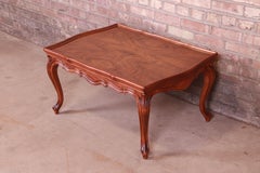 Karges French Provincial Louis XV Burled Walnut Coffee Table, Newly Refinished
