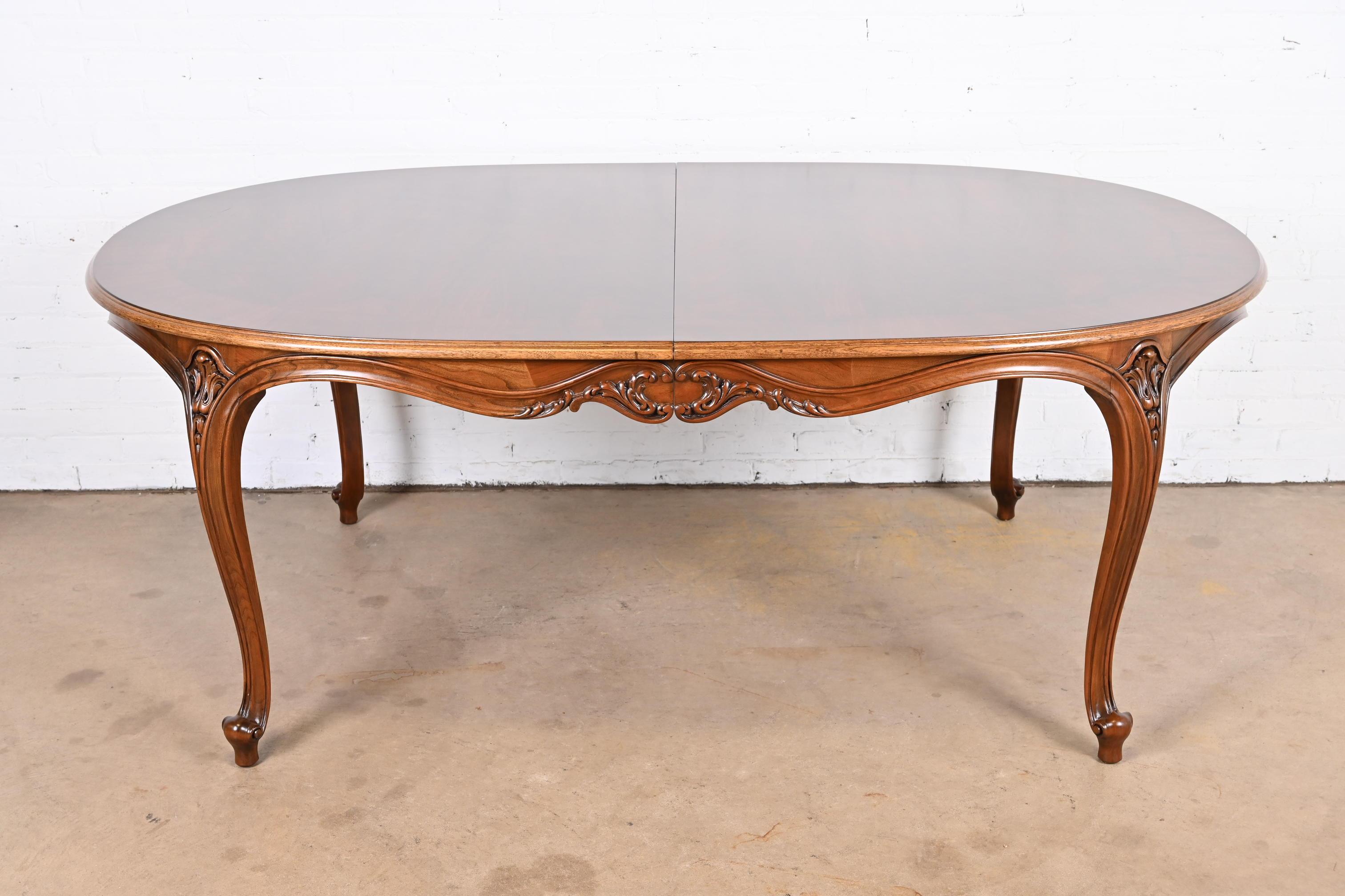 Karges French Provincial Louis XV Burled Walnut Dining Table, Newly Refinished 5